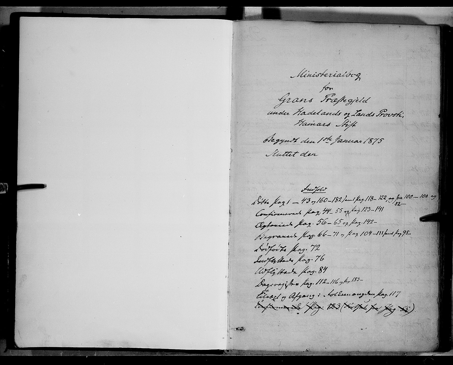 Gran prestekontor, SAH/PREST-112/H/Ha/Haa/L0013: Parish register (official) no. 13, 1875-1879