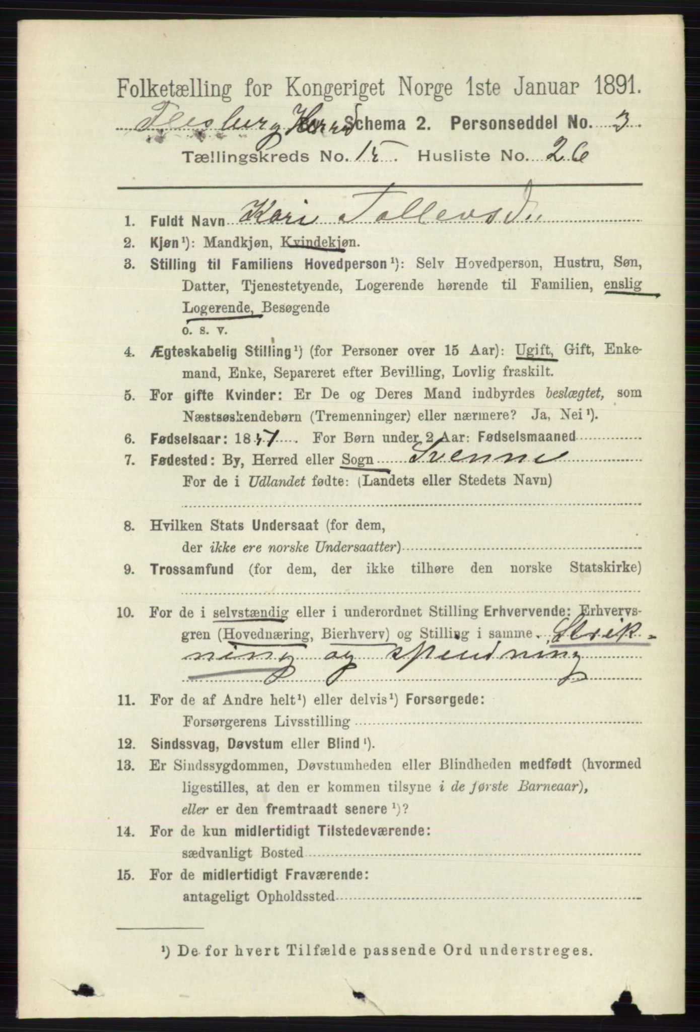 RA, 1891 census for 0631 Flesberg, 1891, p. 2822