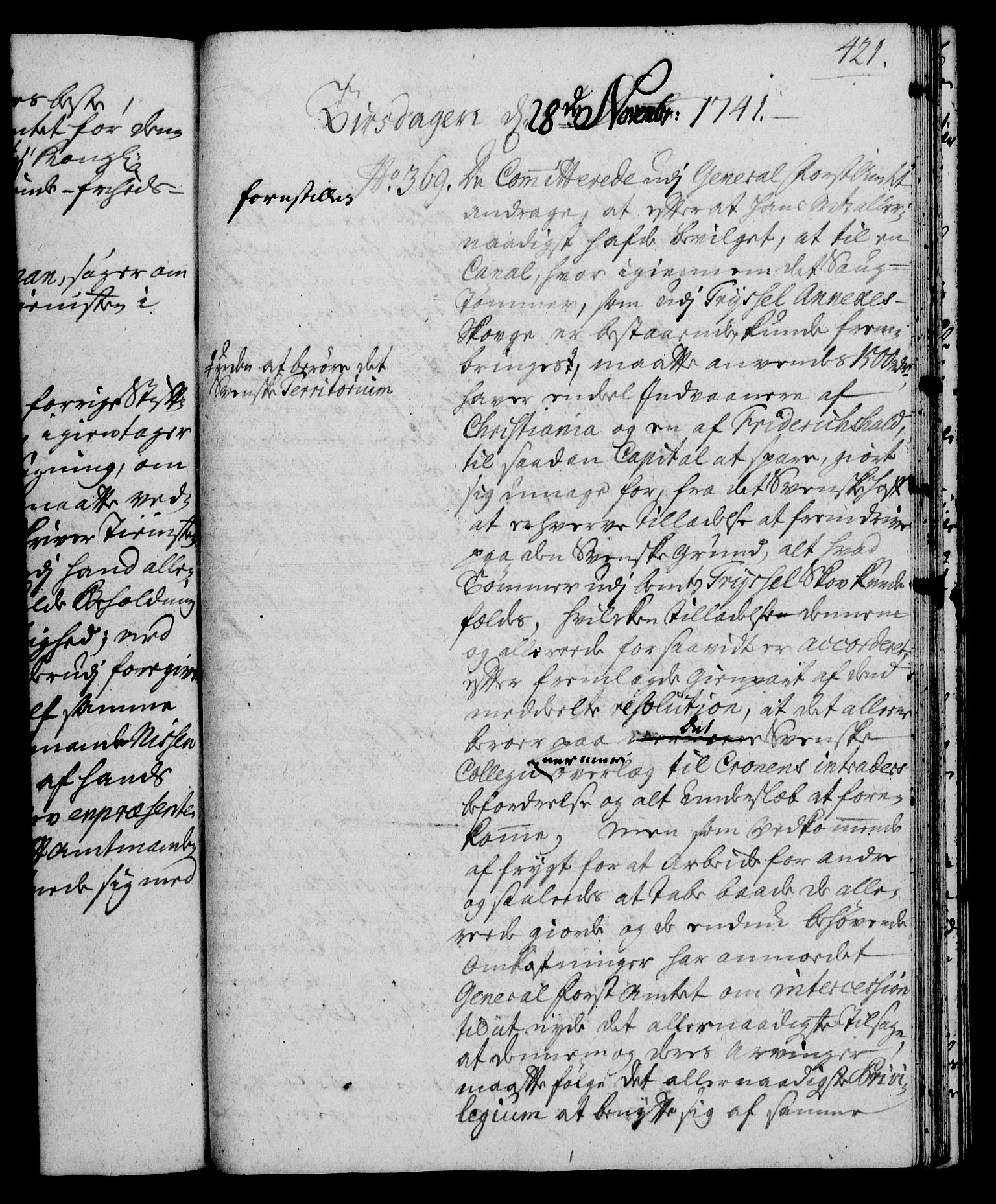 Rentekammeret, Kammerkanselliet, RA/EA-3111/G/Gh/Gha/L0023: Norsk ekstraktmemorialprotokoll (merket RK 53.68), 1741-1742, p. 421