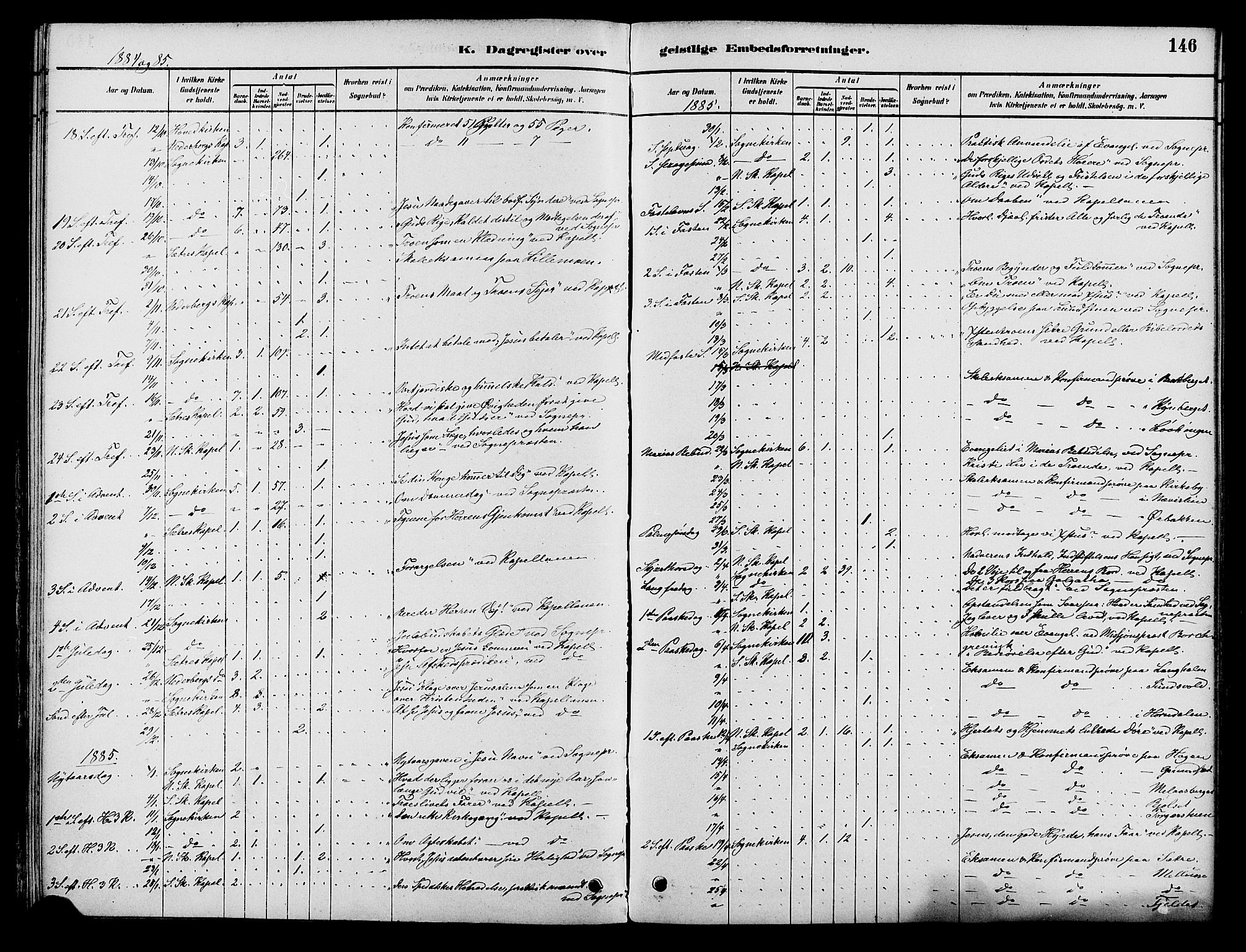 Elverum prestekontor, AV/SAH-PREST-044/H/Ha/Haa/L0012: Parish register (official) no. 12, 1880-1893, p. 146