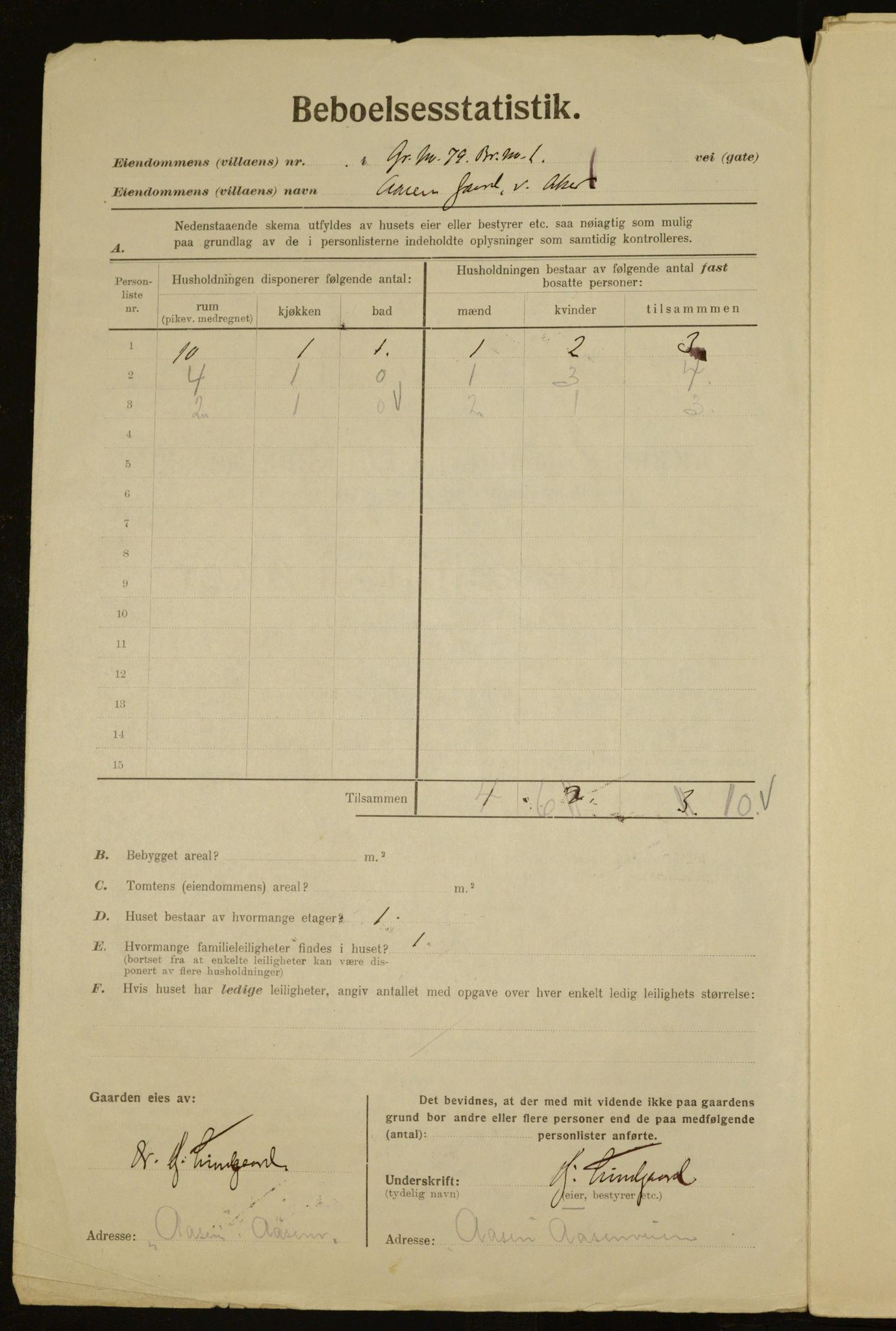 , Municipal Census 1923 for Aker, 1923, p. 7389