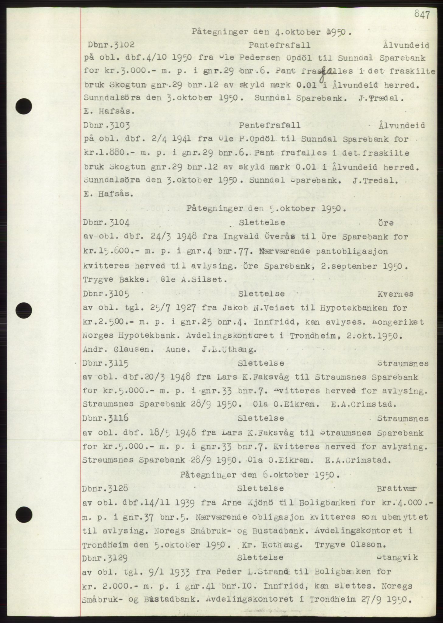 Nordmøre sorenskriveri, SAT/A-4132/1/2/2Ca: Mortgage book no. C82b, 1946-1951, Diary no: : 3102/1950