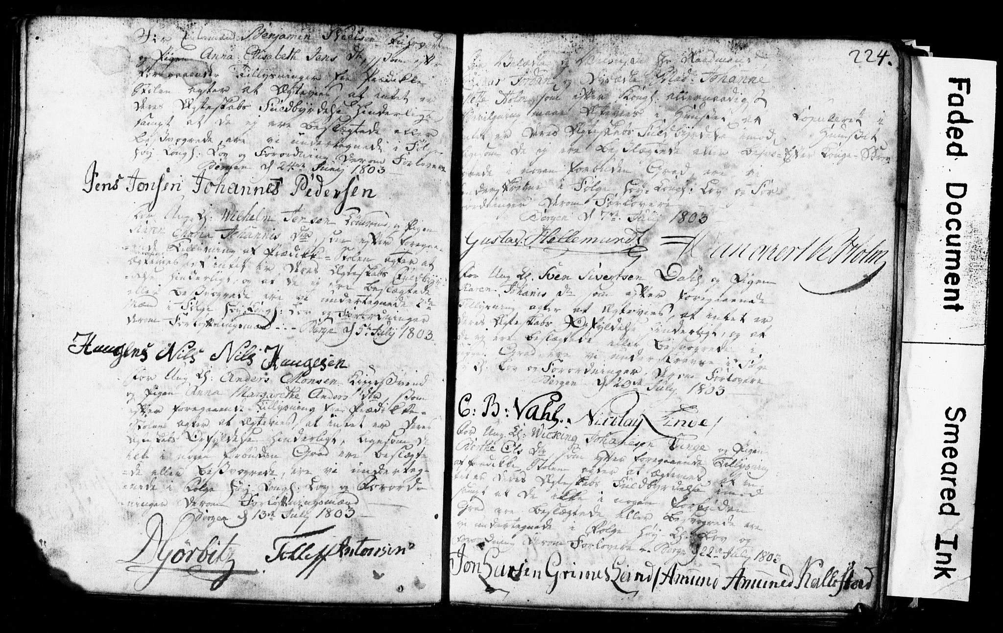 Korskirken sokneprestembete, AV/SAB-A-76101: Best man's statements no. II.5.1, 1776-1816, p. 224