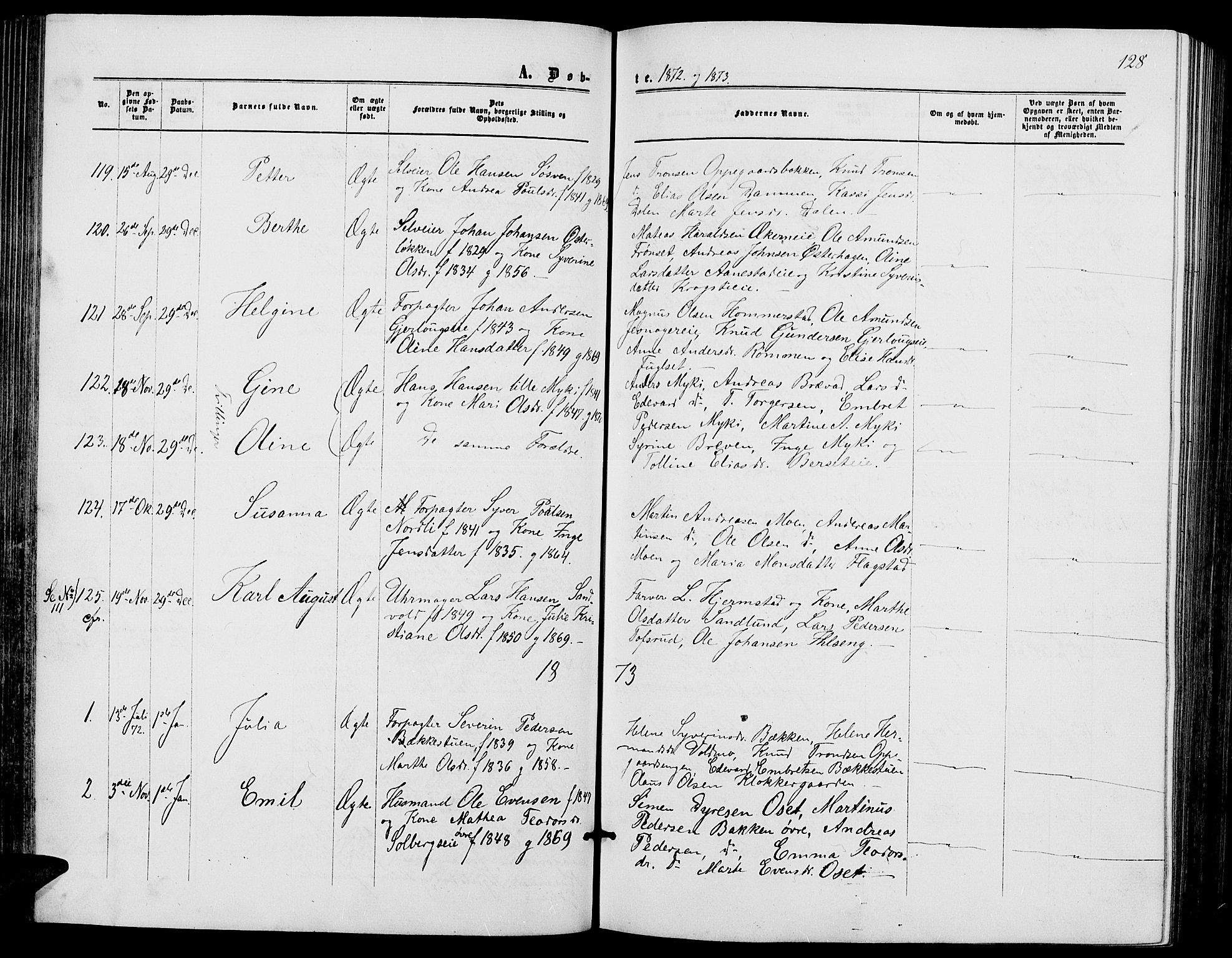 Løten prestekontor, SAH/PREST-022/L/La/L0004: Parish register (copy) no. 4, 1863-1877, p. 128