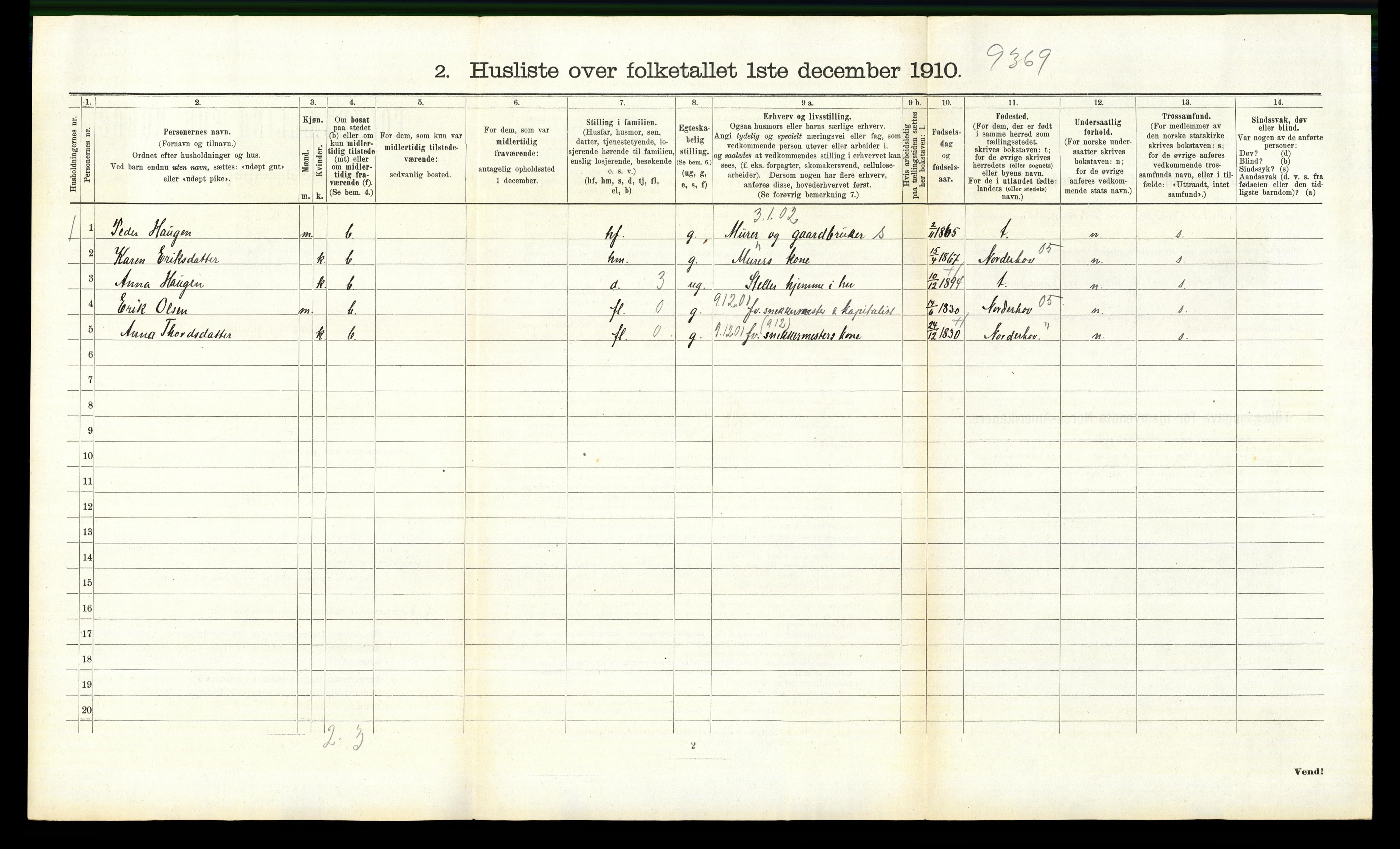 RA, 1910 census for Modum, 1910, p. 3511