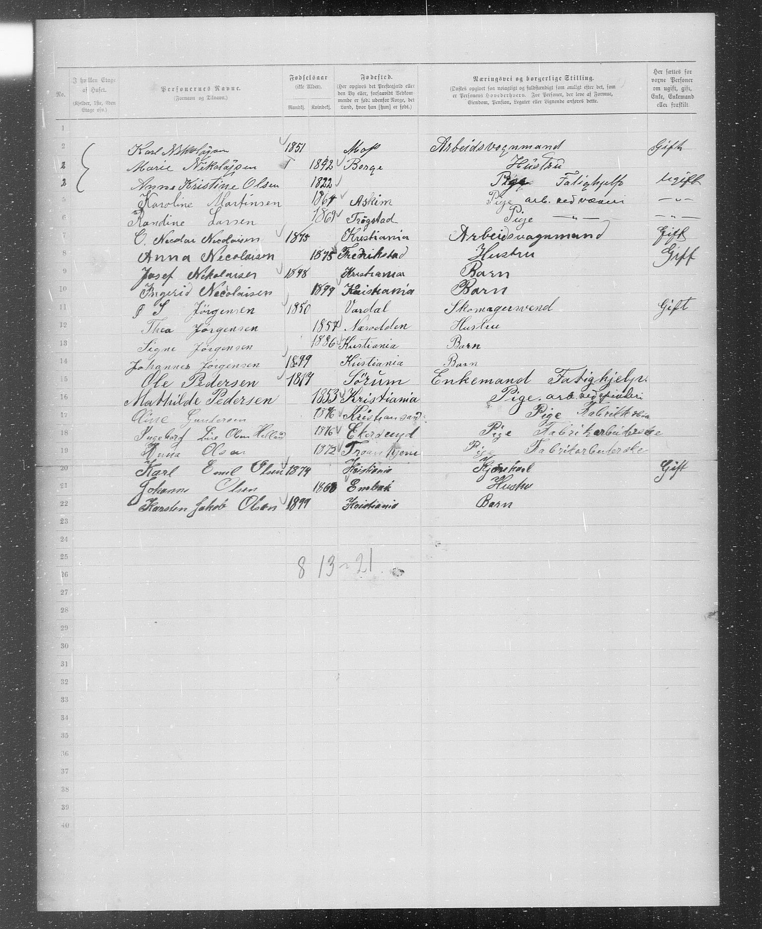 OBA, Municipal Census 1899 for Kristiania, 1899, p. 861