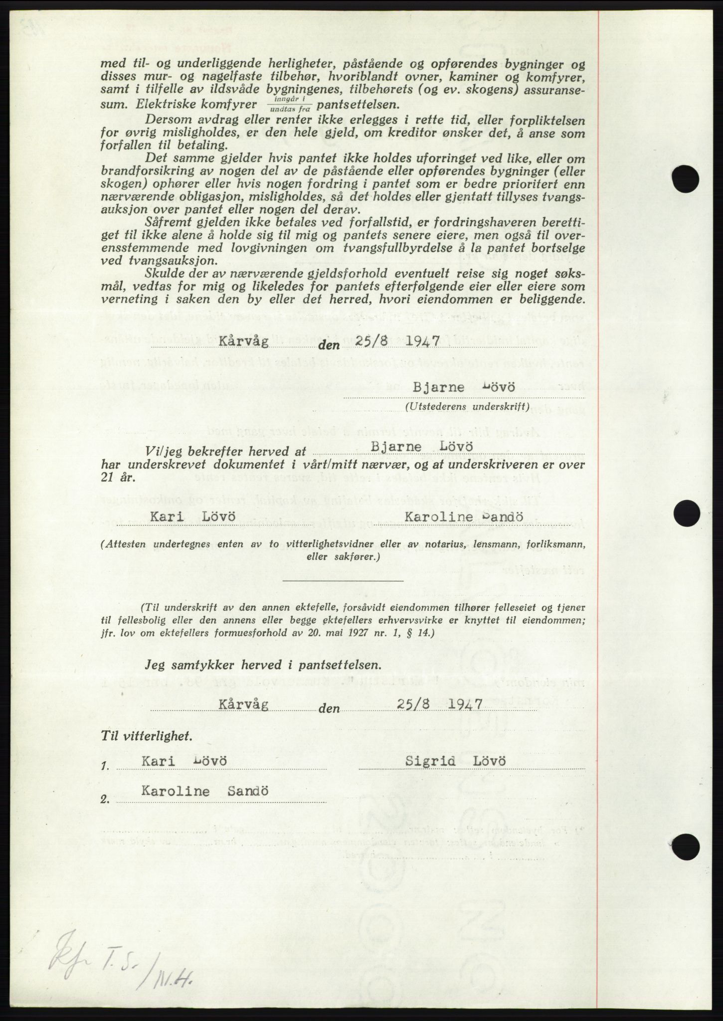 Nordmøre sorenskriveri, AV/SAT-A-4132/1/2/2Ca: Mortgage book no. B96, 1947-1947, Diary no: : 2046/1947