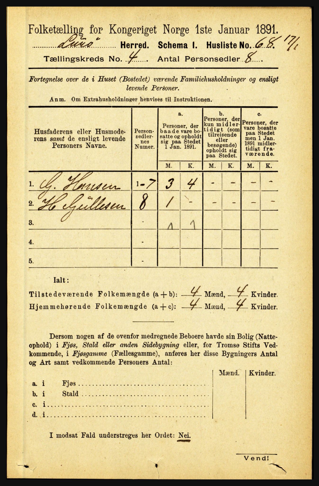 RA, 1891 census for 1834 Lurøy, 1891, p. 2005