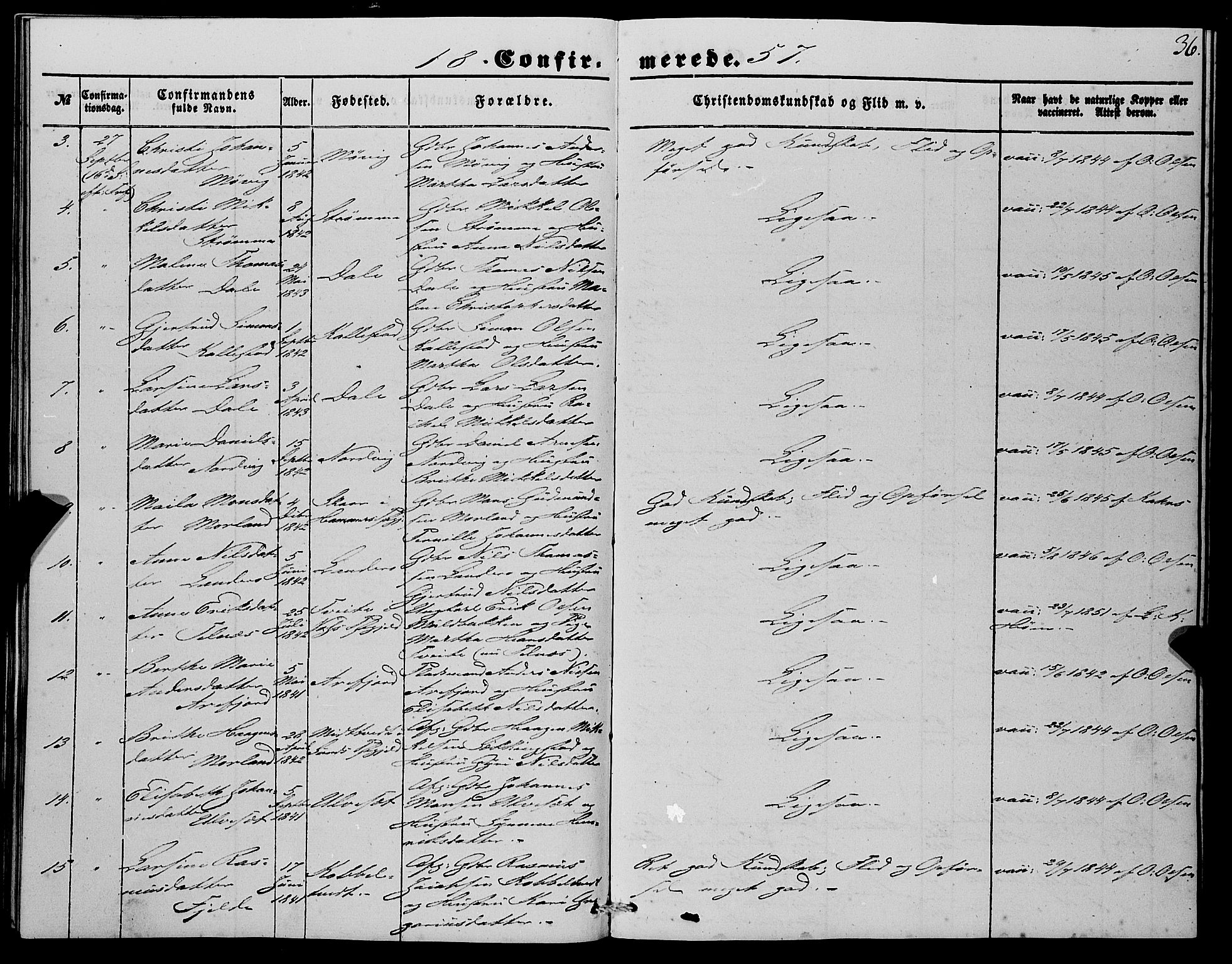 Fjell sokneprestembete, SAB/A-75301/H/Haa: Parish register (official) no. A 4, 1851-1870, p. 36