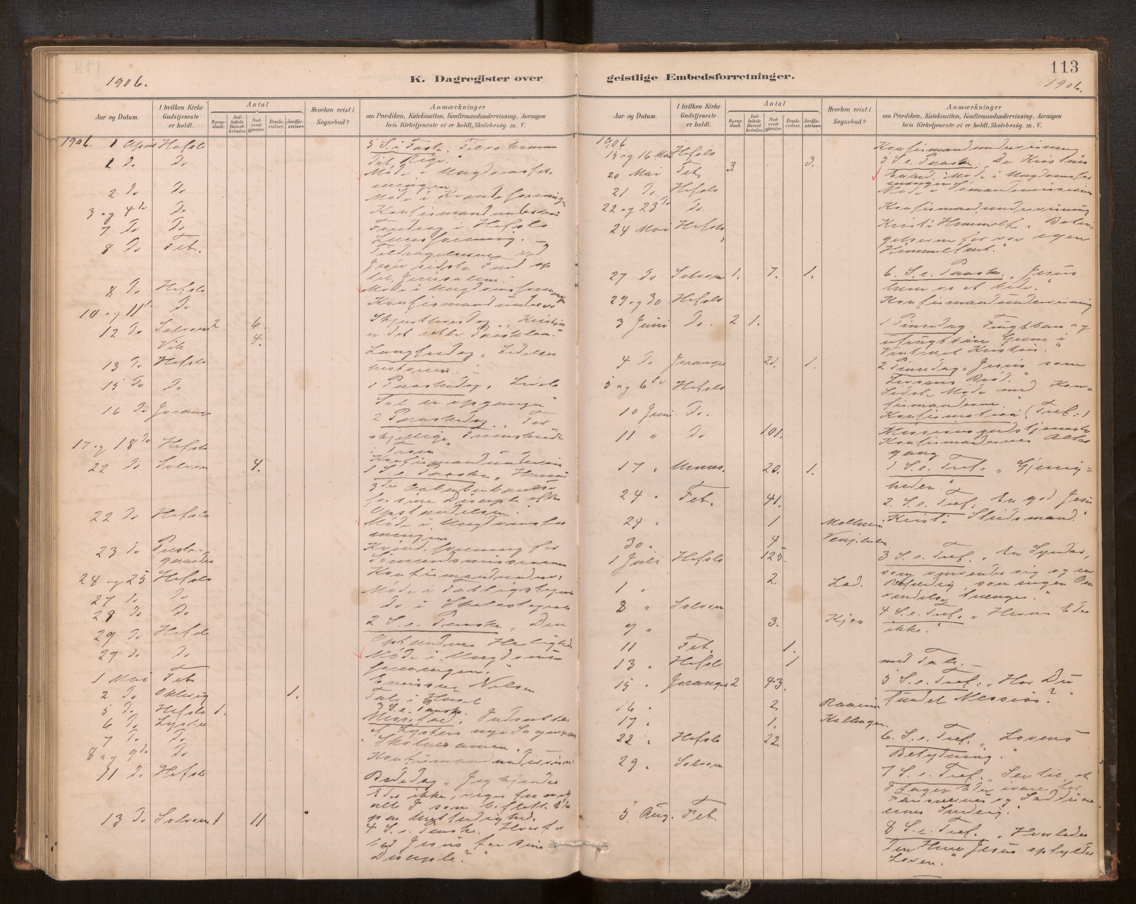 Hafslo sokneprestembete, SAB/A-80301/H/Haa/Haaf/L0003: Diary records no. F 3, 1879-1909, p. 113