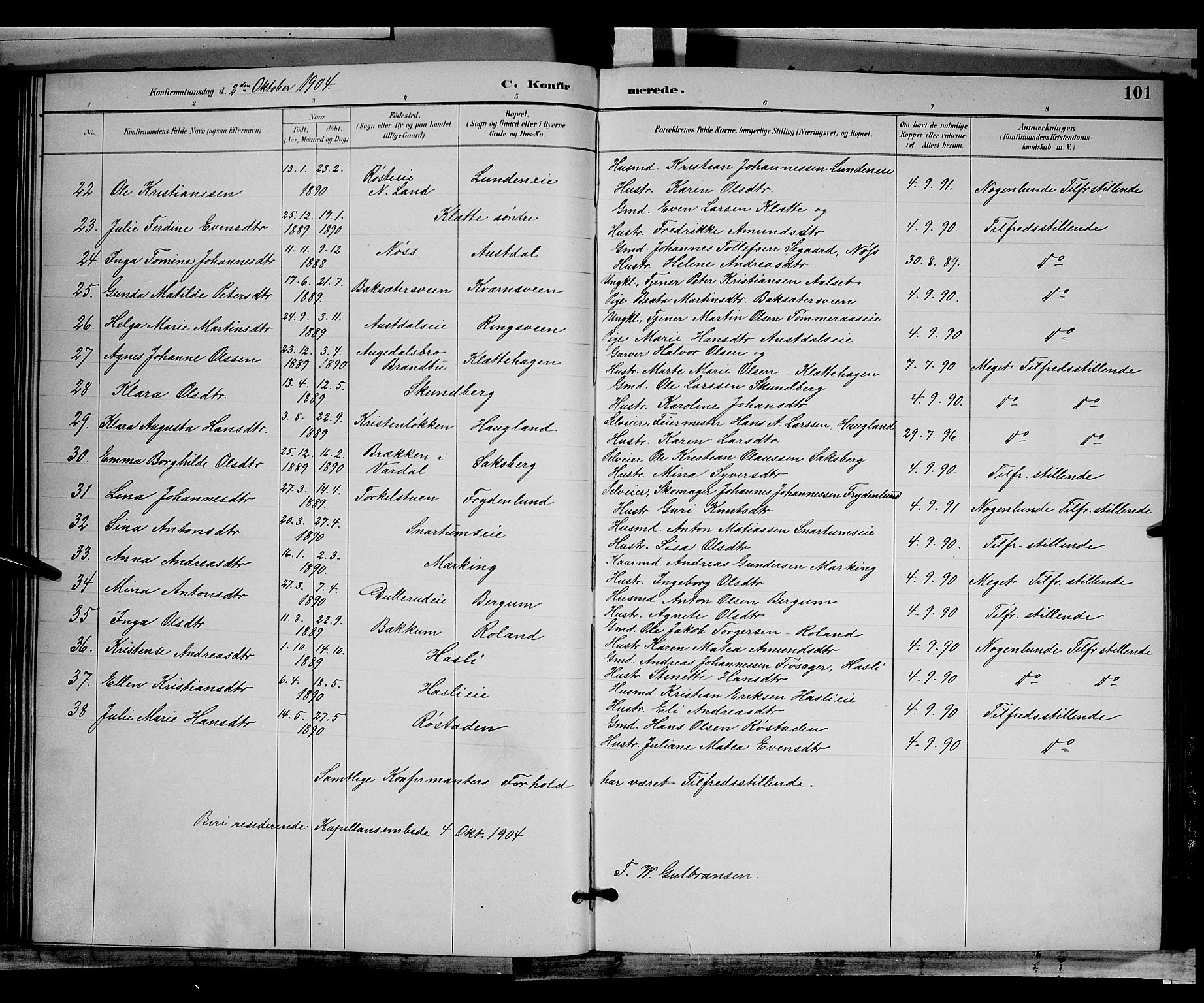Biri prestekontor, SAH/PREST-096/H/Ha/Hab/L0003: Parish register (copy) no. 3, 1892-1905, p. 101