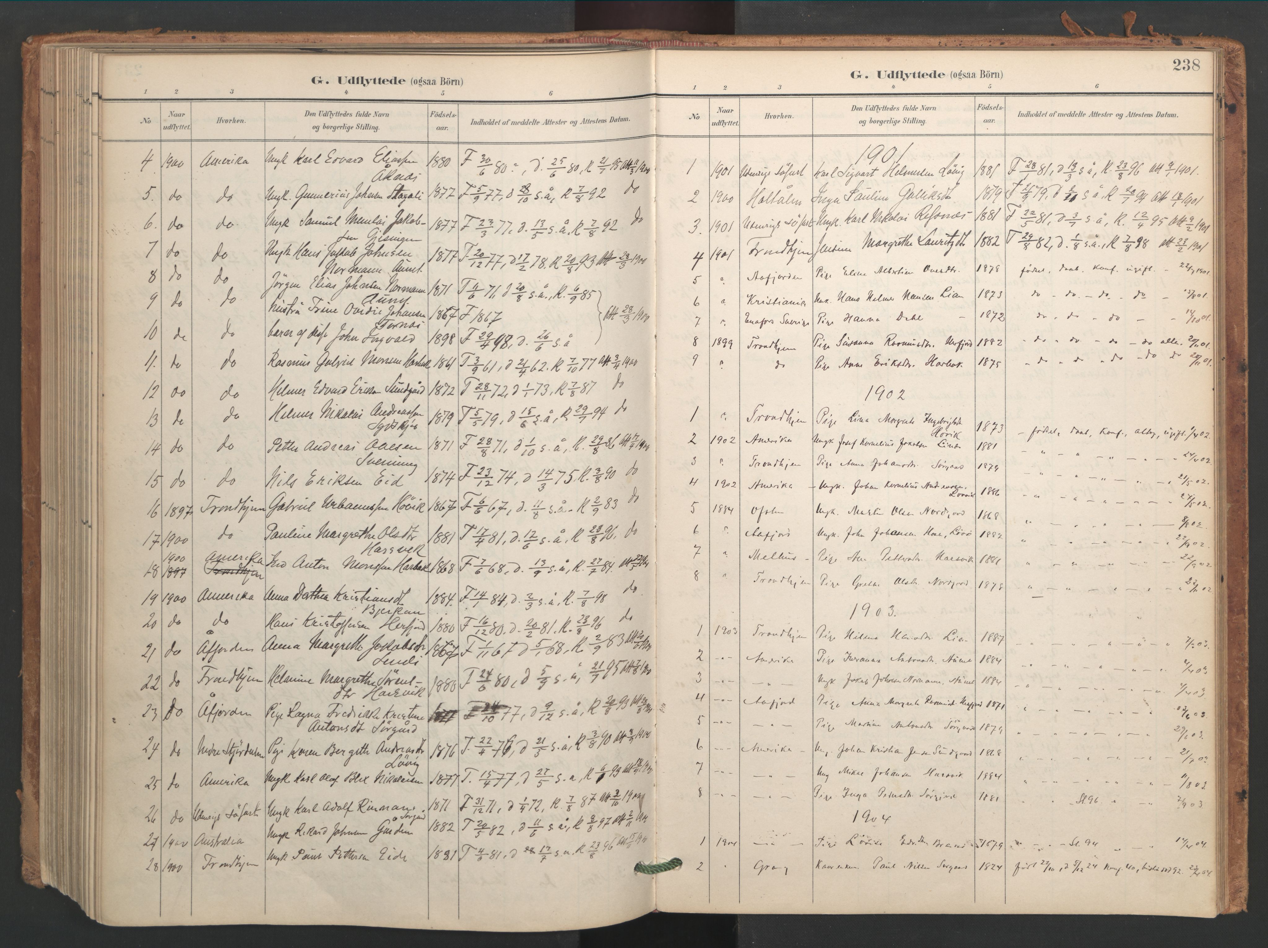 Ministerialprotokoller, klokkerbøker og fødselsregistre - Sør-Trøndelag, SAT/A-1456/656/L0693: Parish register (official) no. 656A02, 1894-1913, p. 238