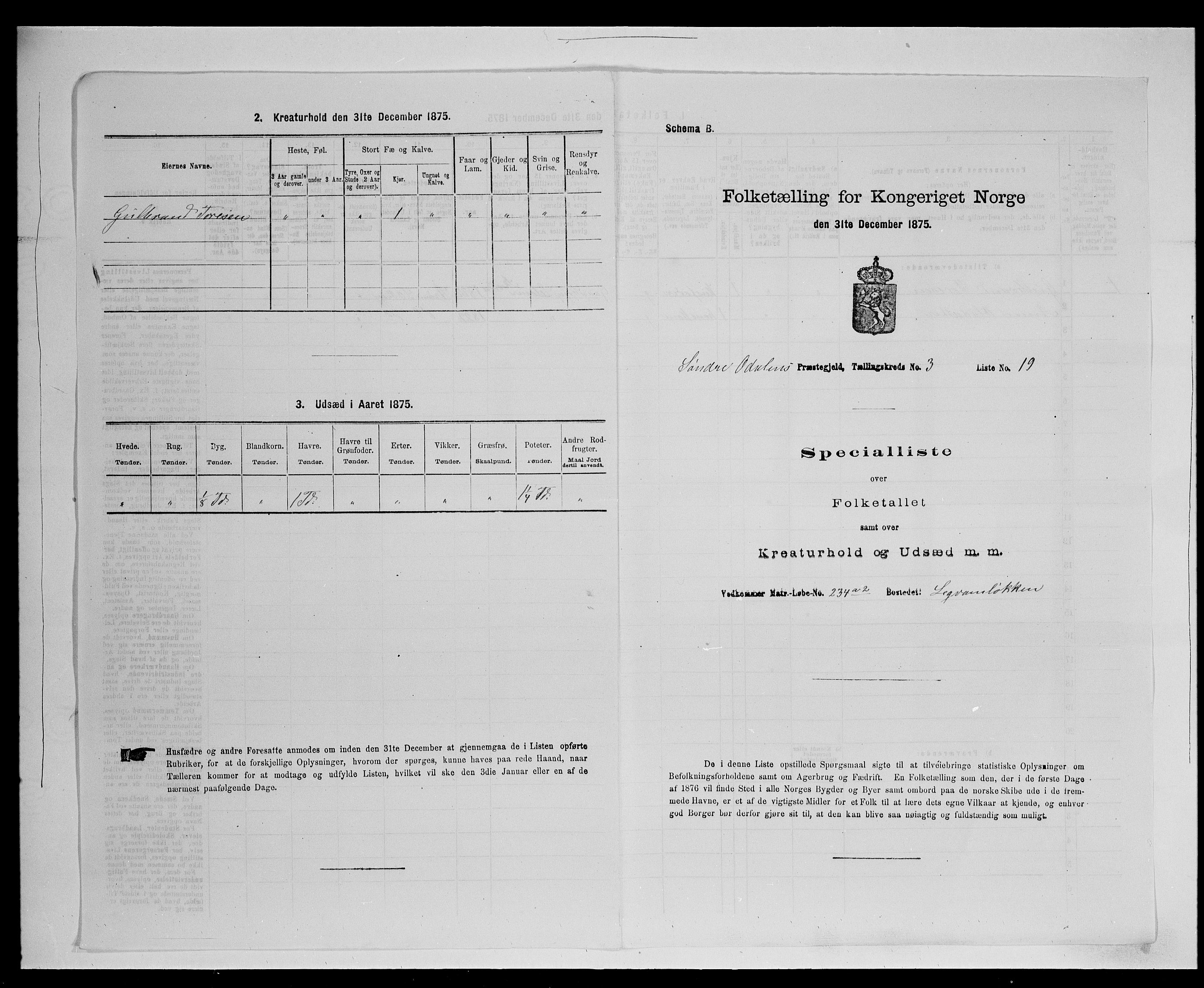 SAH, 1875 census for 0419P Sør-Odal, 1875, p. 418