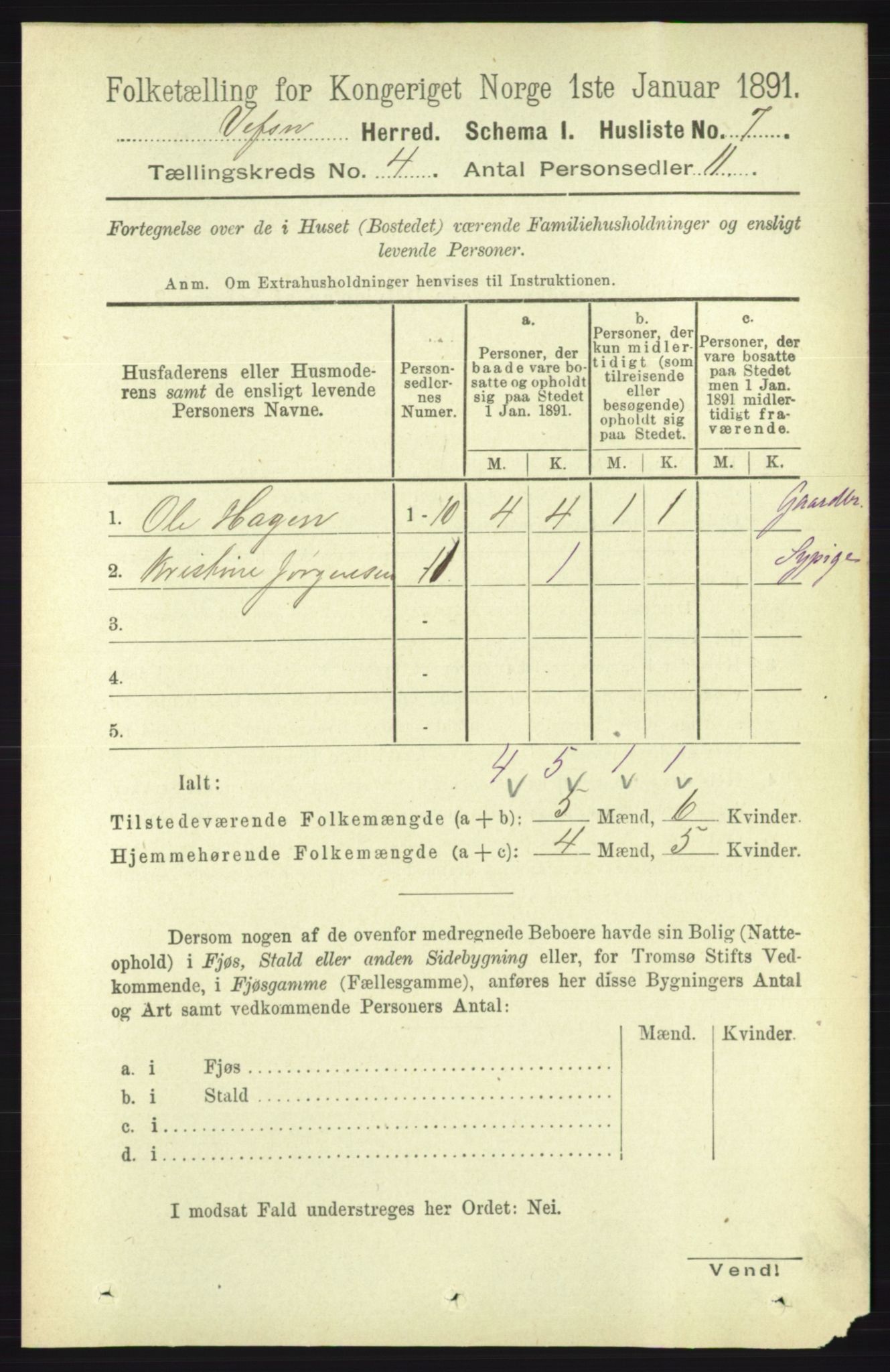 RA, 1891 census for 1824 Vefsn, 1891, p. 1569