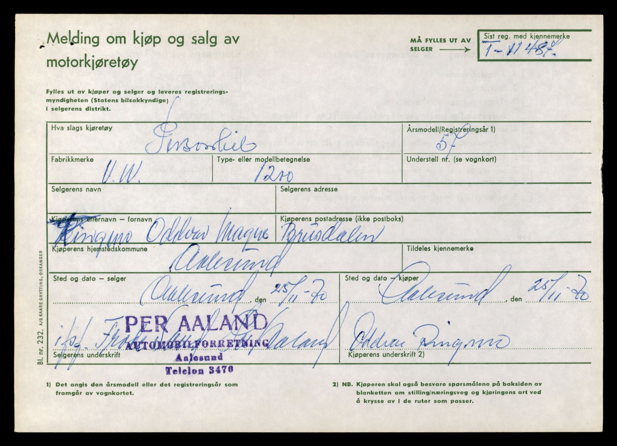 Møre og Romsdal vegkontor - Ålesund trafikkstasjon, AV/SAT-A-4099/F/Fe/L0029: Registreringskort for kjøretøy T 11430 - T 11619, 1927-1998, p. 1012