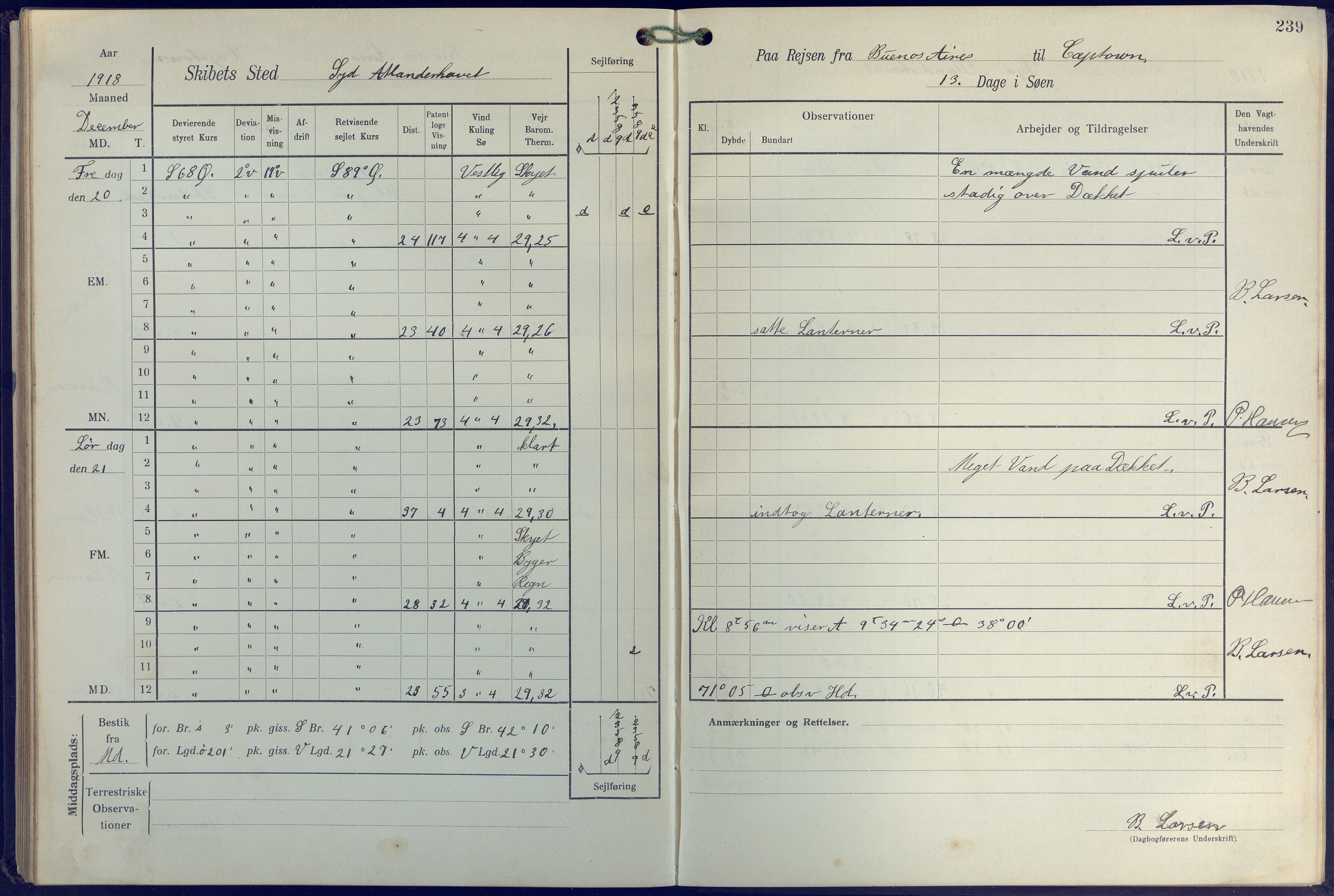 Fartøysarkivet, AAKS/PA-1934/F/L0271: Pehr Ugland (bark), 1917-1919, p. 239