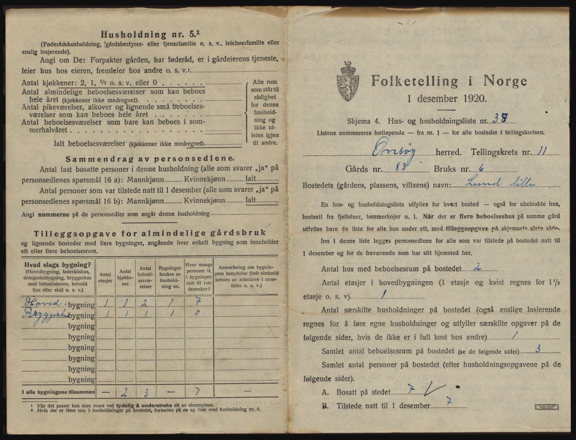 SAO, 1920 census for Onsøy, 1920, p. 2060