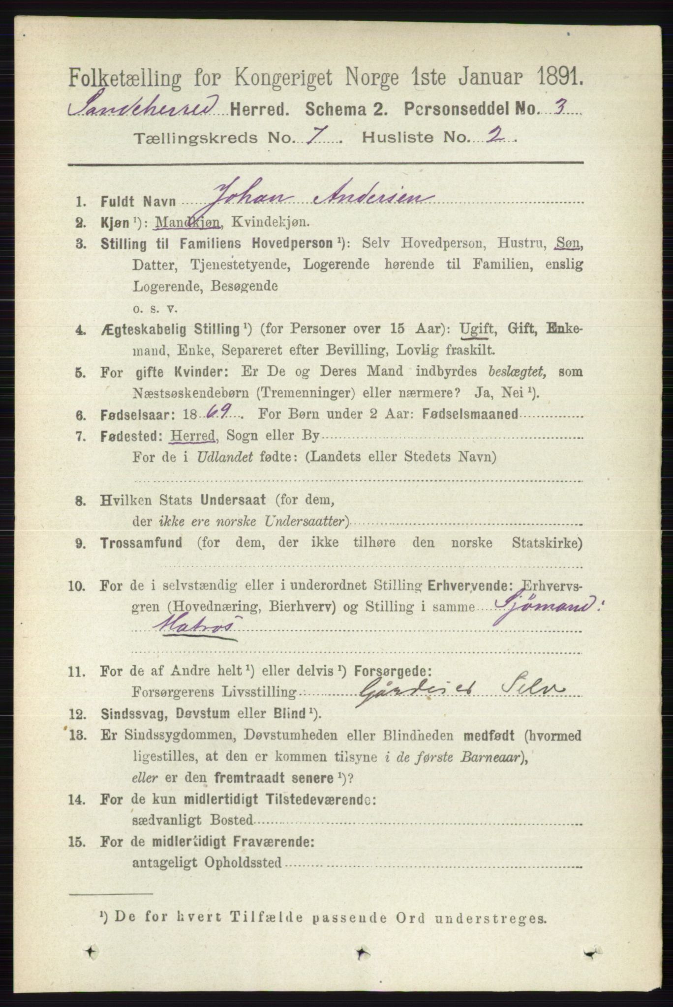 RA, 1891 census for 0724 Sandeherred, 1891, p. 4106