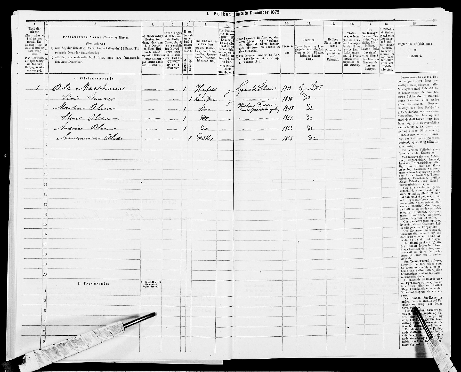 SAK, 1875 census for 1034P Hægebostad, 1875, p. 566