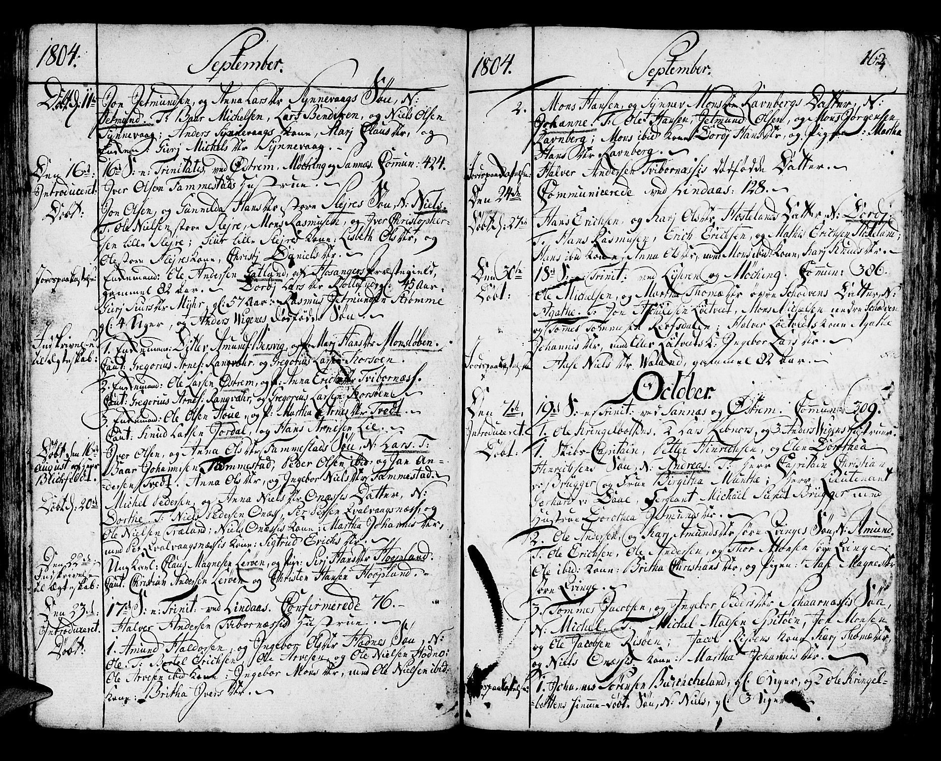 Lindås Sokneprestembete, AV/SAB-A-76701/H/Haa/Haaa/L0005: Parish register (official) no. A 5, 1791-1813, p. 162