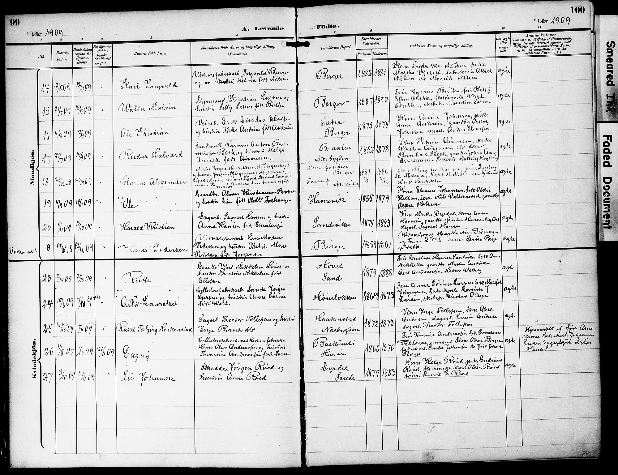 Strømm kirkebøker, AV/SAKO-A-322/G/Ga/L0004: Parish register (copy) no. I 4, 1897-1927, p. 99-100