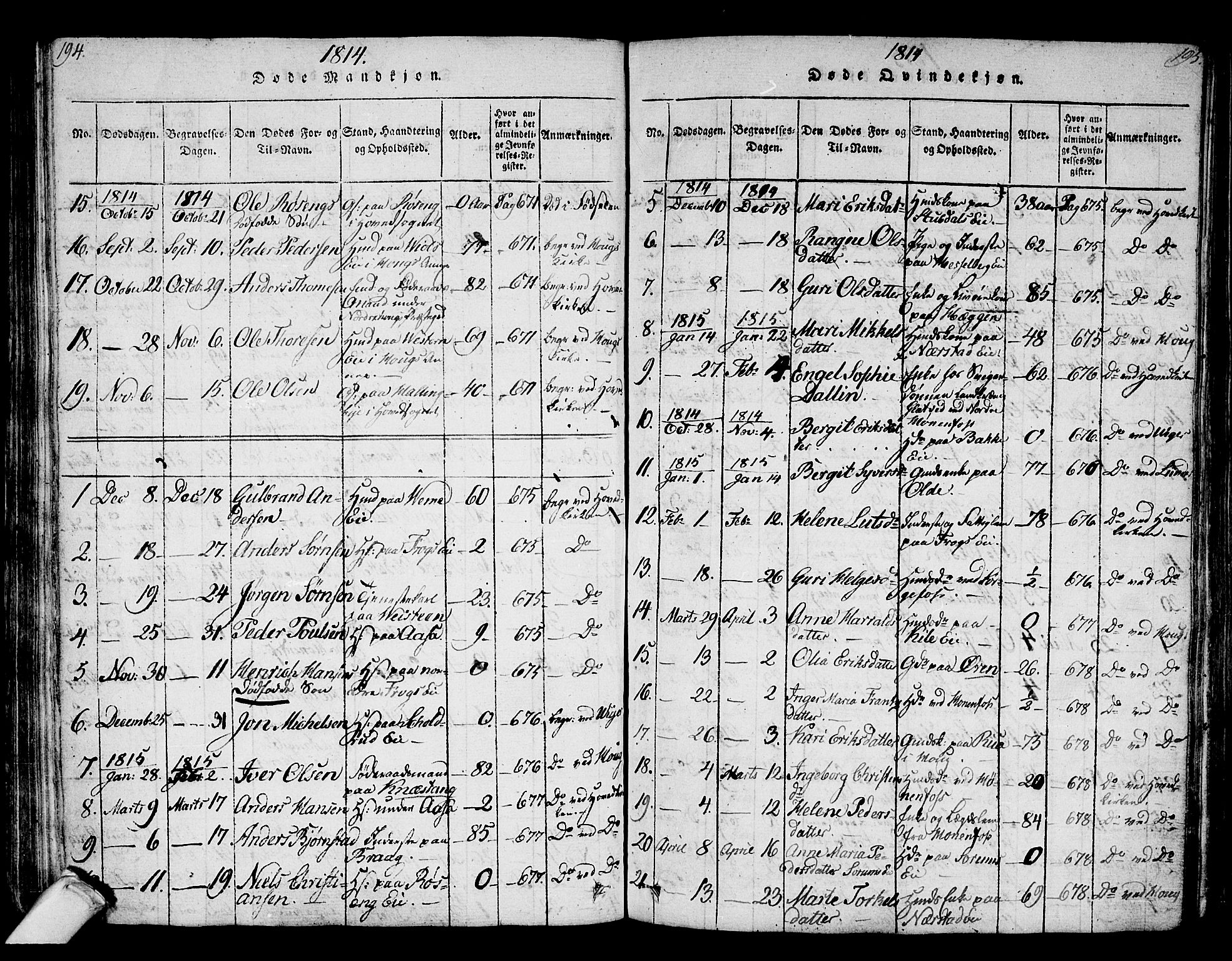 Norderhov kirkebøker, SAKO/A-237/F/Fa/L0008: Parish register (official) no. 8, 1814-1833, p. 194-195