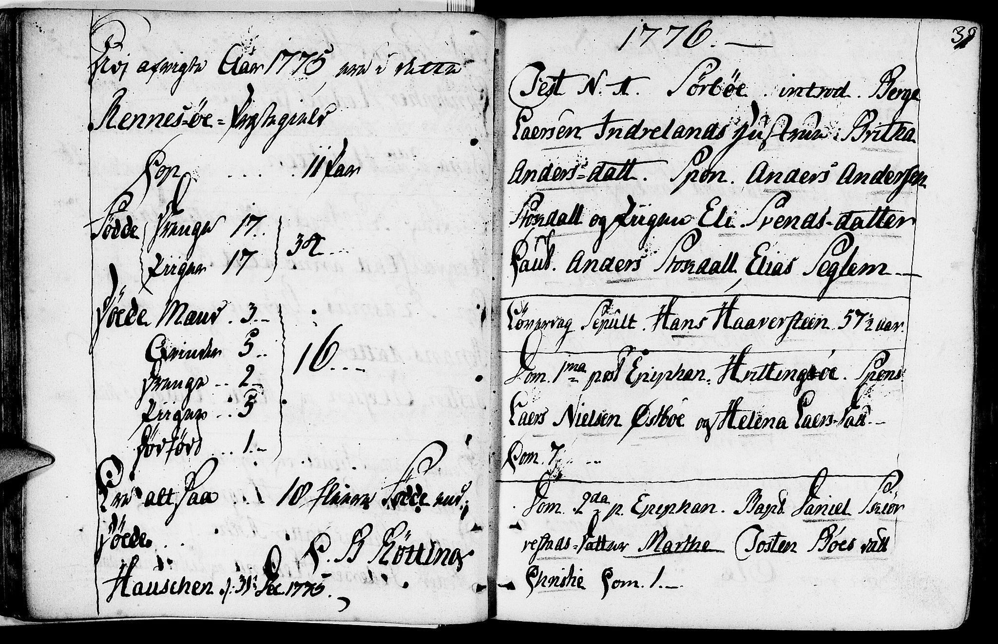 Rennesøy sokneprestkontor, AV/SAST-A -101827/H/Ha/Haa/L0003: Parish register (official) no. A 3, 1772-1815, p. 39