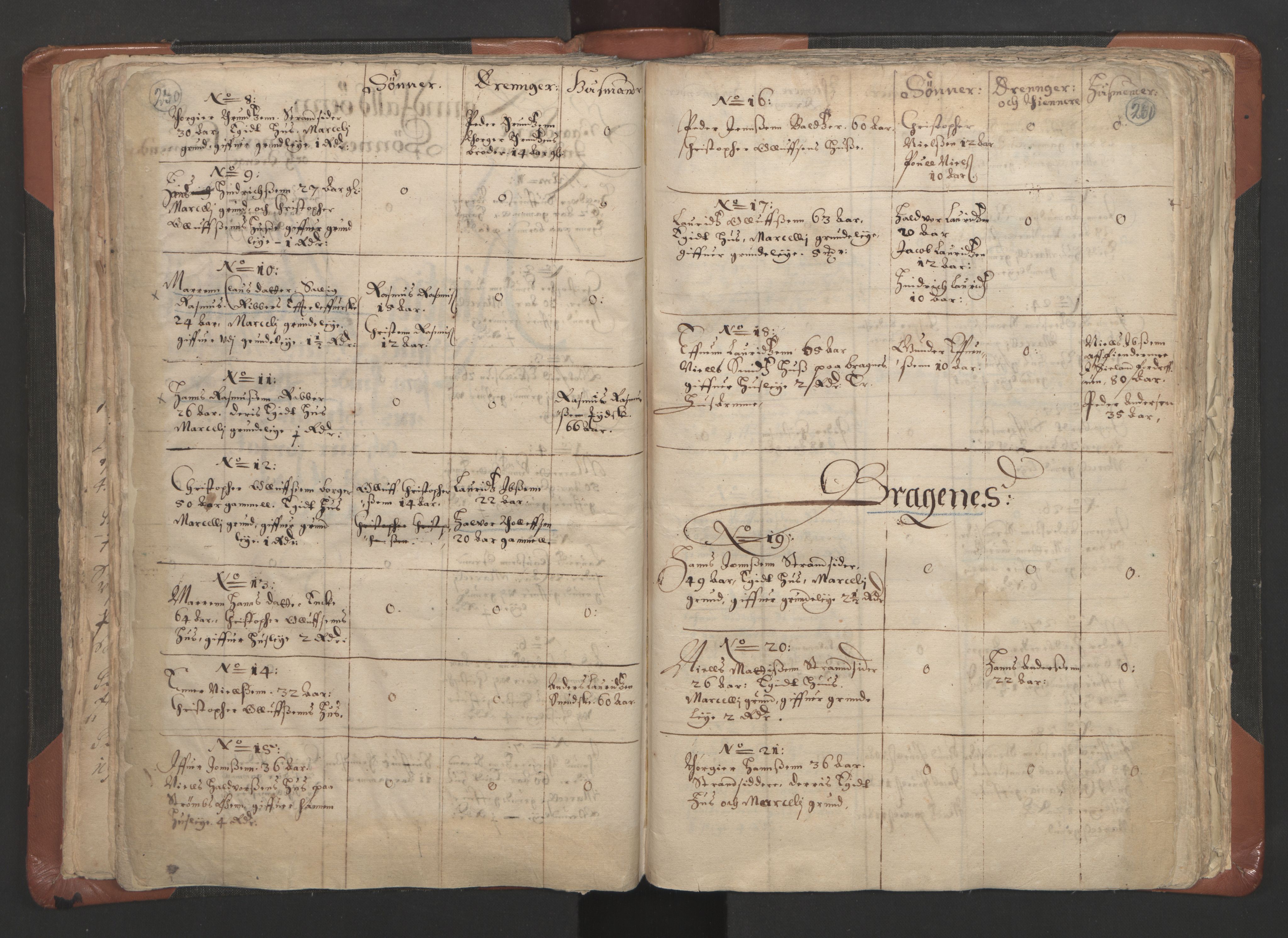 RA, Vicar's Census 1664-1666, no. 9: Bragernes deanery, 1664-1666, p. 260-261