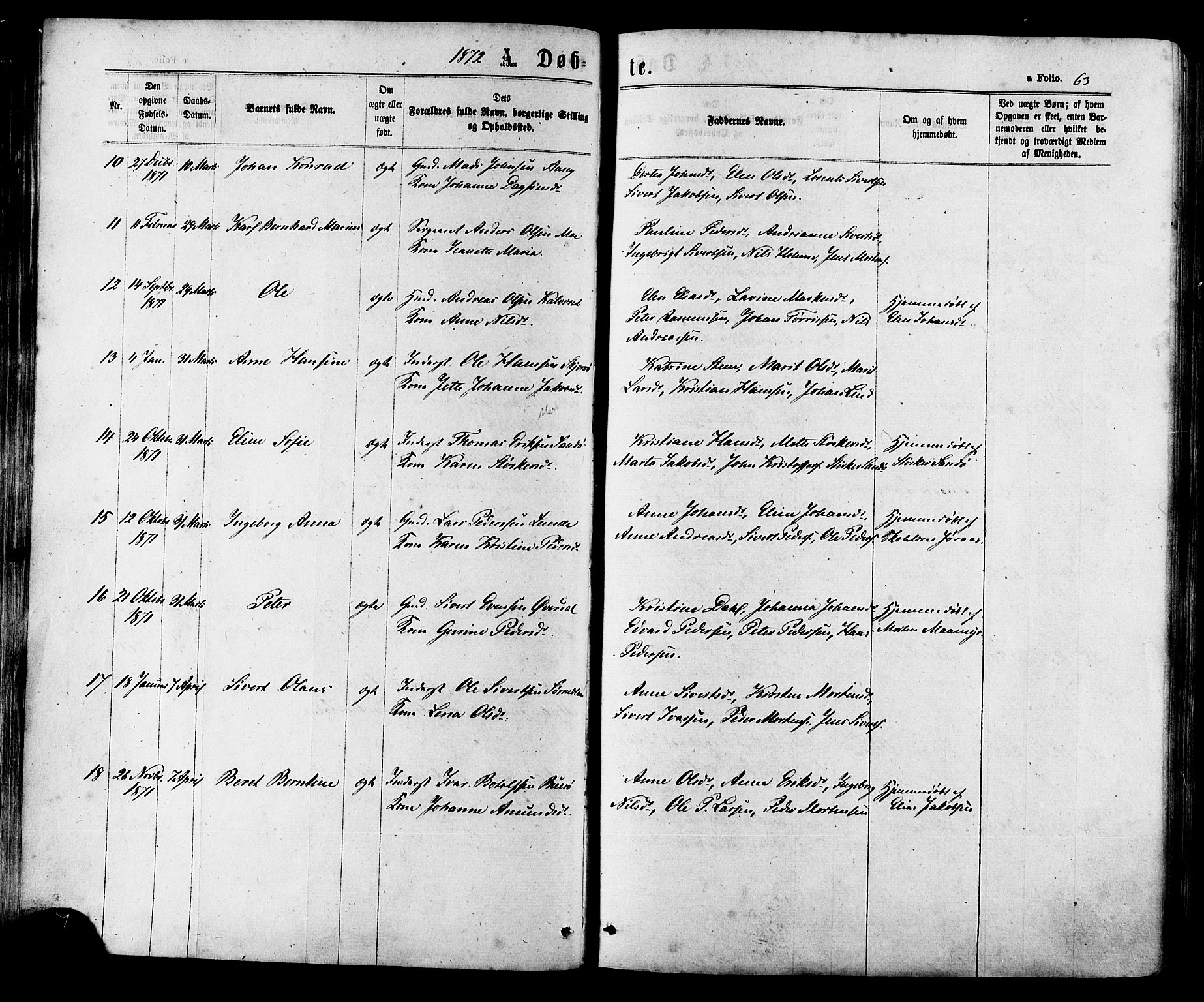 Ministerialprotokoller, klokkerbøker og fødselsregistre - Sør-Trøndelag, AV/SAT-A-1456/657/L0706: Parish register (official) no. 657A07, 1867-1878, p. 63