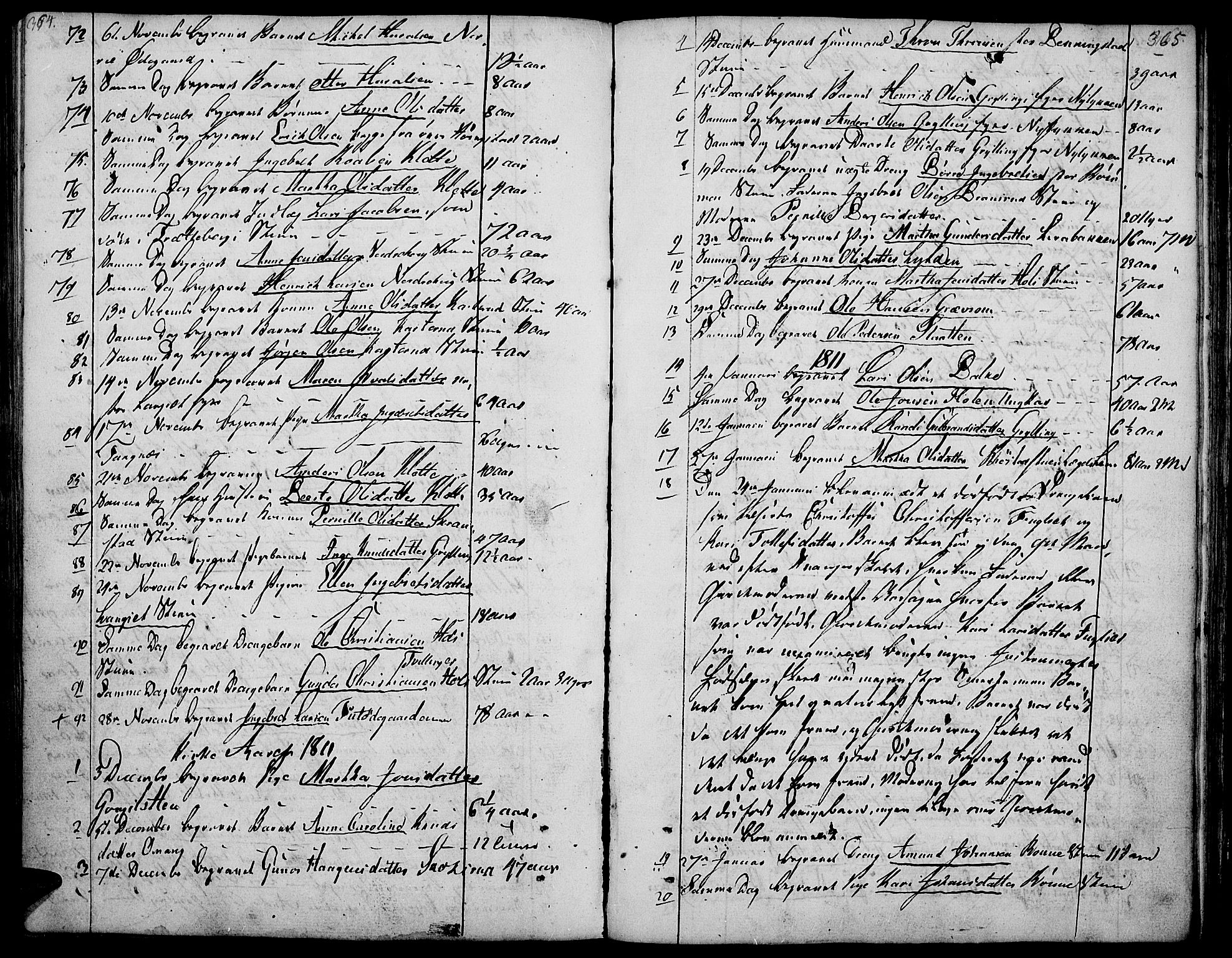 Løten prestekontor, AV/SAH-PREST-022/K/Ka/L0004: Parish register (official) no. 4, 1801-1814, p. 364-365