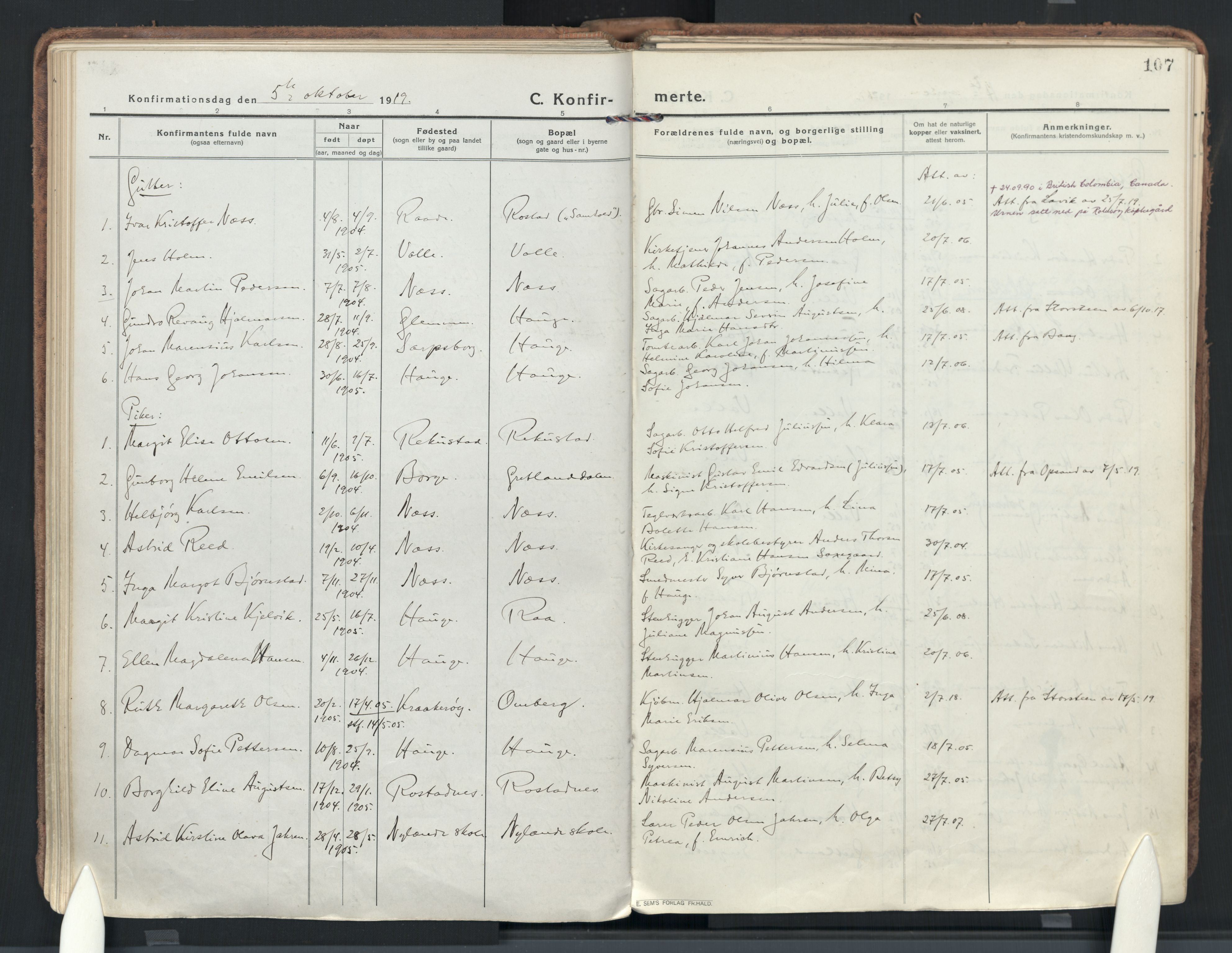Rolvsøy prestekontor Kirkebøker, AV/SAO-A-2004/F/Fa/L0003: Parish register (official) no. 3, 1917-1935, p. 107
