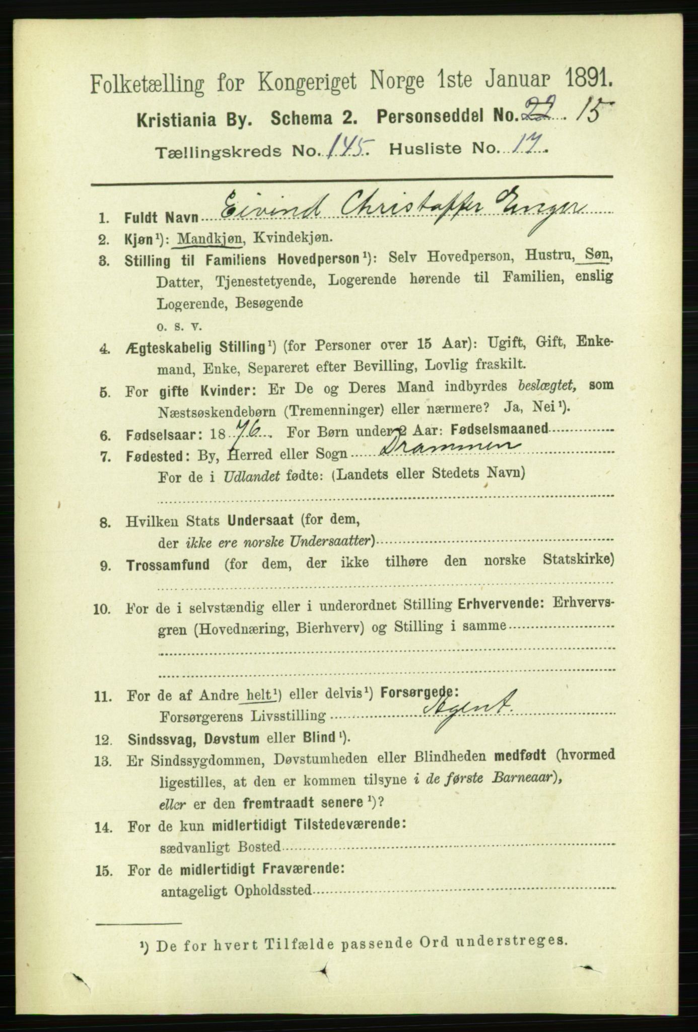 RA, 1891 census for 0301 Kristiania, 1891, p. 79893