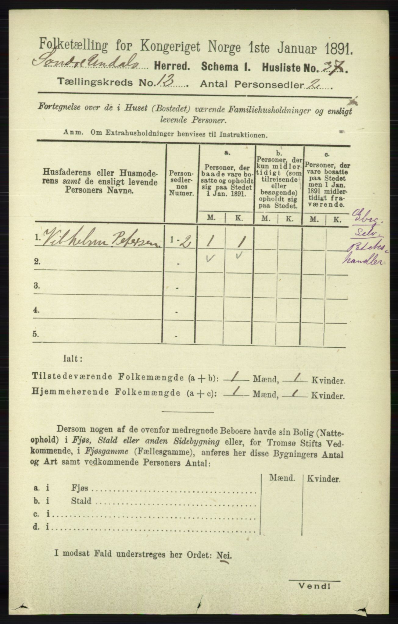 RA, 1891 census for 1029 Sør-Audnedal, 1891, p. 5493