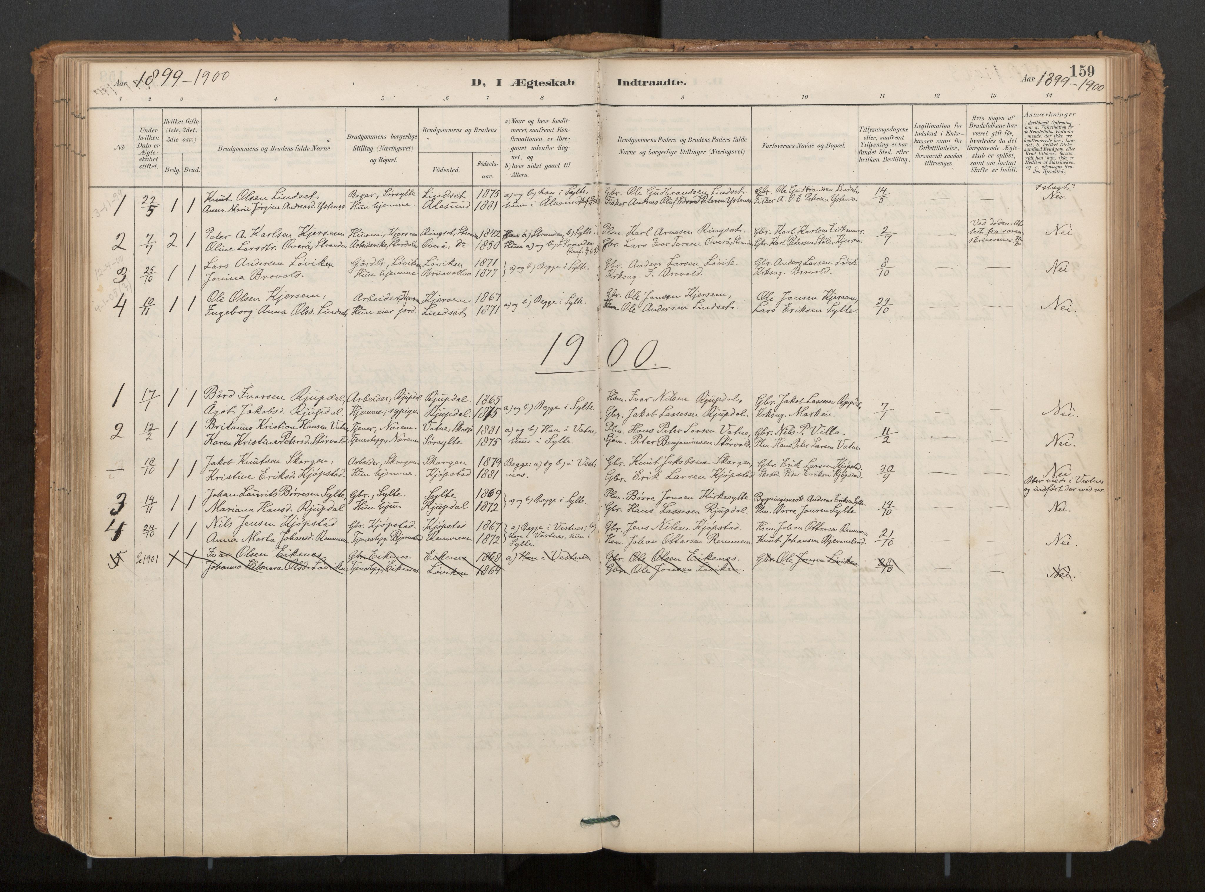 Ministerialprotokoller, klokkerbøker og fødselsregistre - Møre og Romsdal, AV/SAT-A-1454/541/L0545a: Parish register (official) no. 541A03, 1887-1912, p. 159