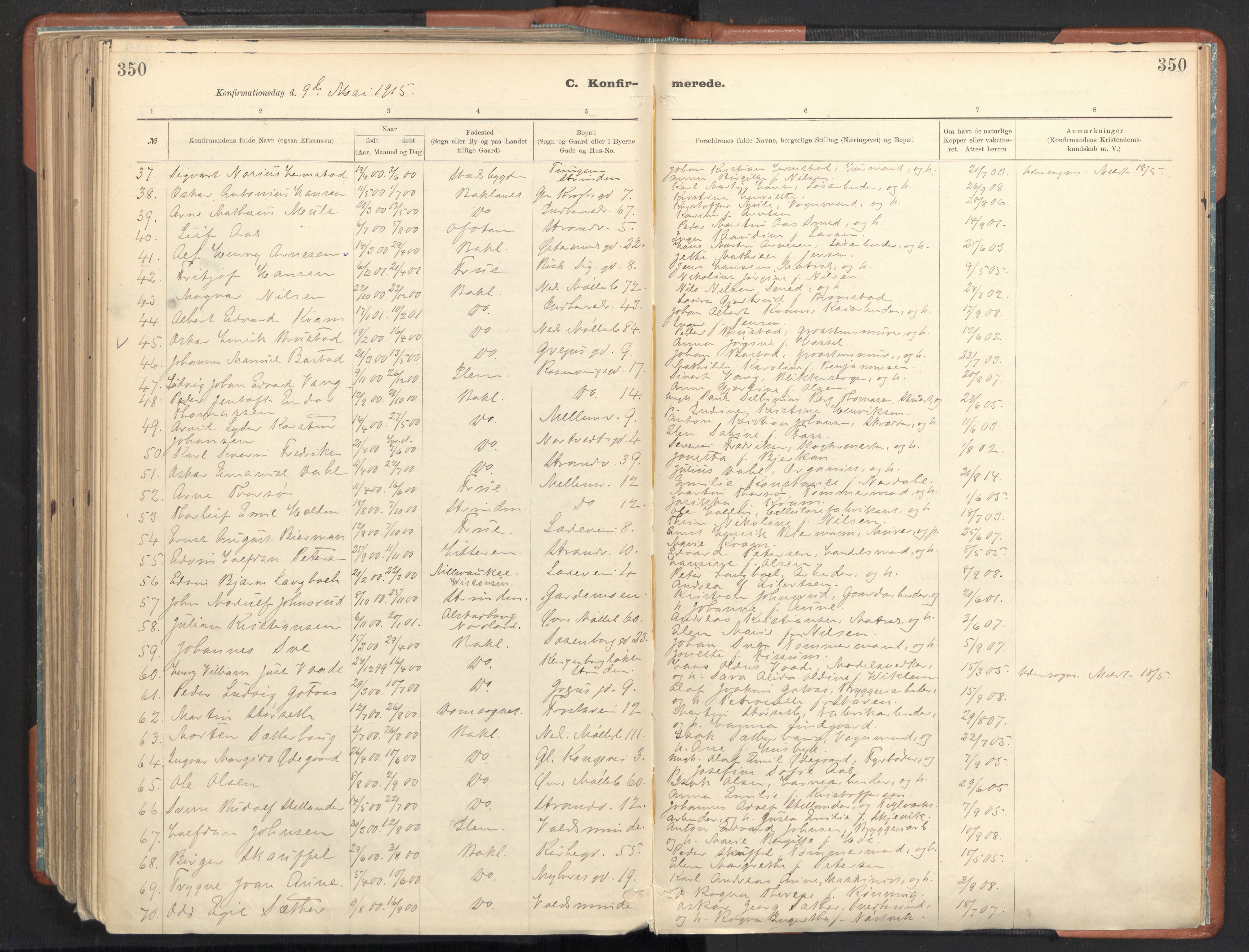 Ministerialprotokoller, klokkerbøker og fødselsregistre - Sør-Trøndelag, SAT/A-1456/605/L0243: Parish register (official) no. 605A05, 1908-1923, p. 350