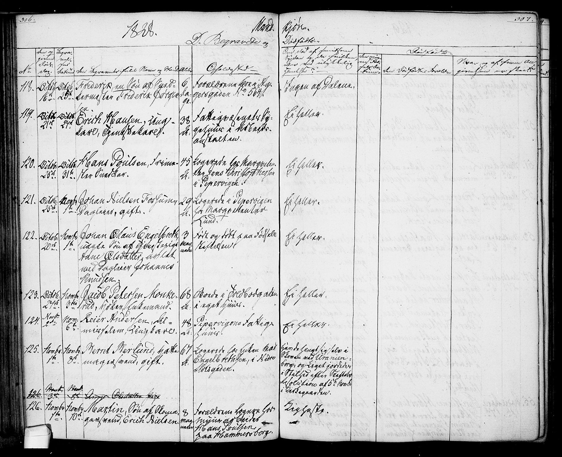 Oslo domkirke Kirkebøker, SAO/A-10752/F/Fa/L0022: Parish register (official) no. 22, 1824-1829, p. 306-307