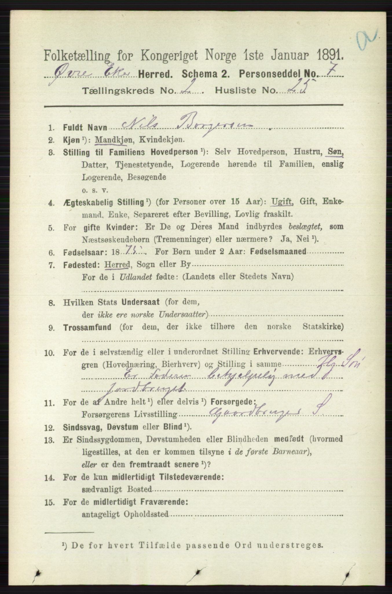 RA, 1891 census for 0624 Øvre Eiker, 1891, p. 677