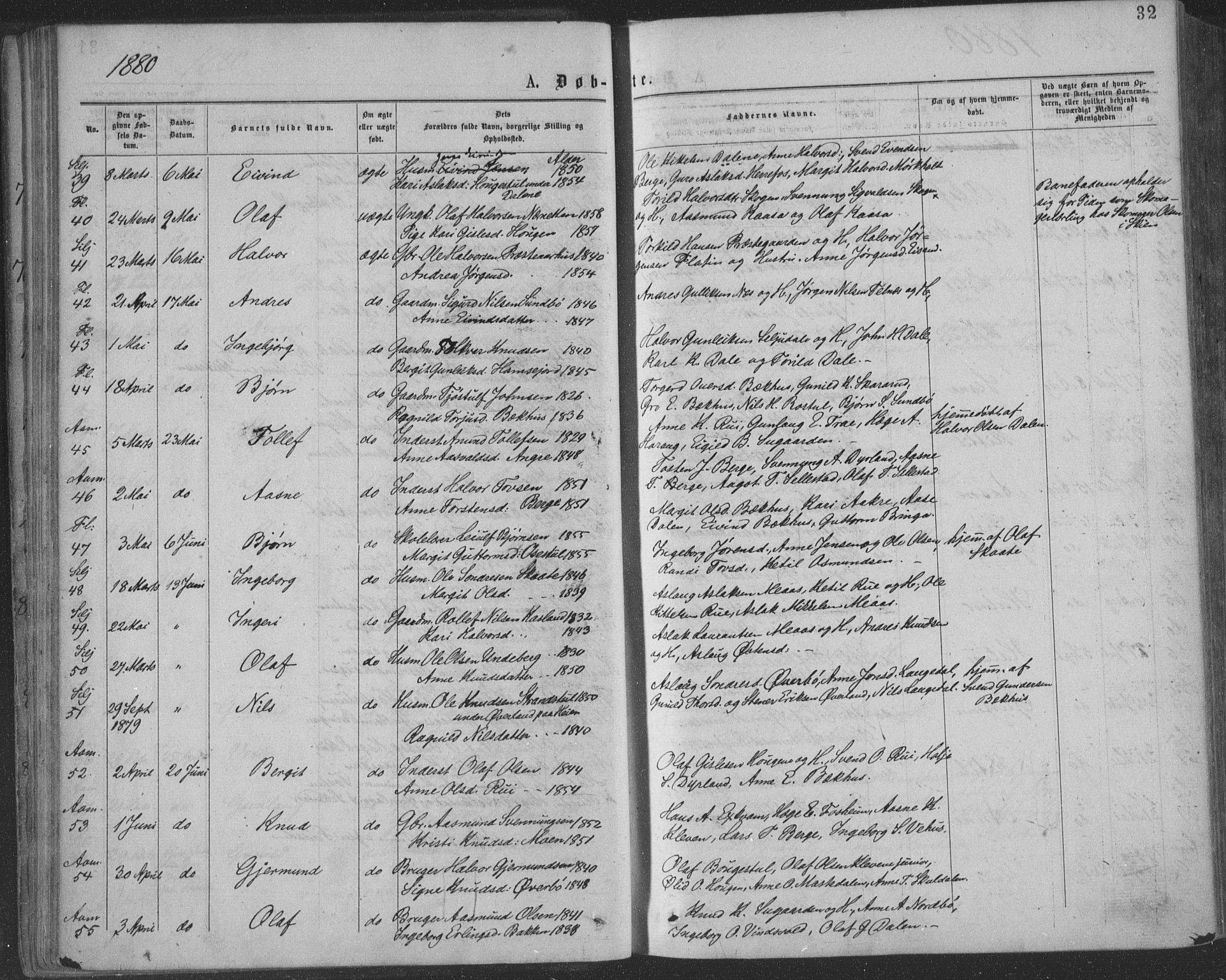 Seljord kirkebøker, AV/SAKO-A-20/F/Fa/L0014: Parish register (official) no. I 14, 1877-1886, p. 32