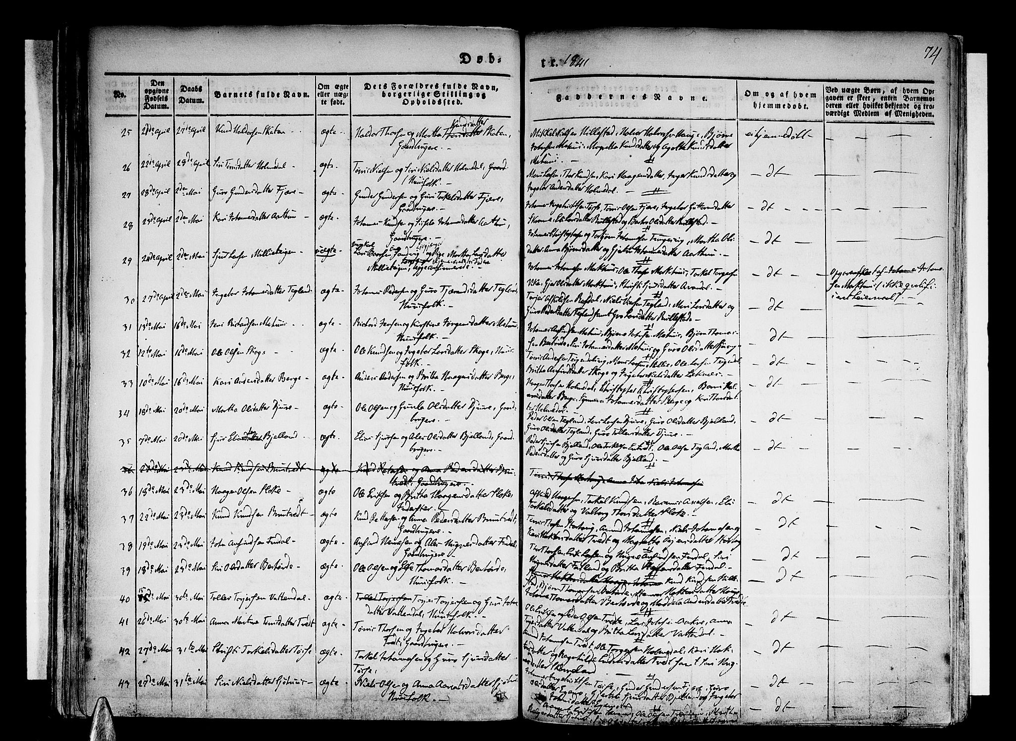 Skånevik sokneprestembete, SAB/A-77801/H/Haa: Parish register (official) no. A 4, 1828-1848, p. 74