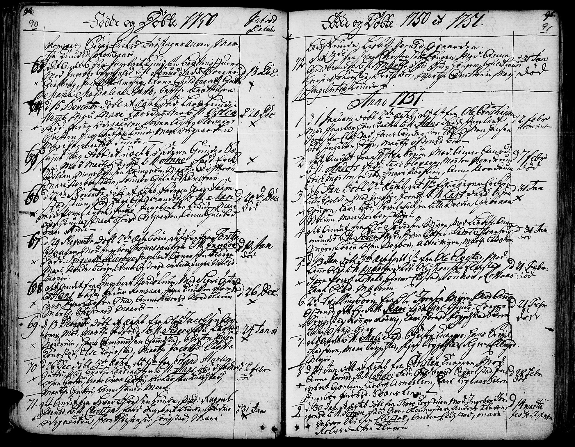 Ringebu prestekontor, AV/SAH-PREST-082/H/Ha/Haa/L0002: Parish register (official) no. 2, 1734-1780, p. 90-91