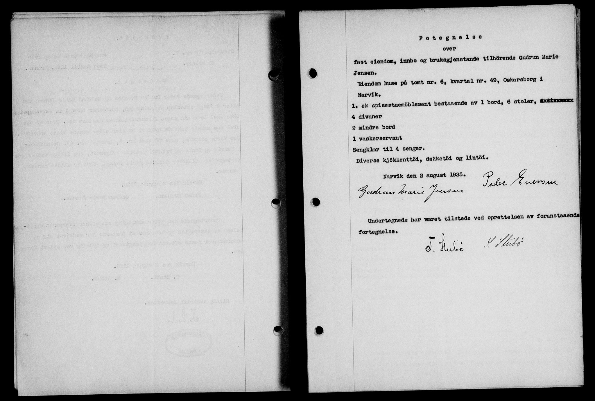 Narvik sorenskriveri, SAT/A-0002/1/2/2C/2Ca/L0011: Mortgage book no. 14, 1935-1937, Deed date: 05.08.1935