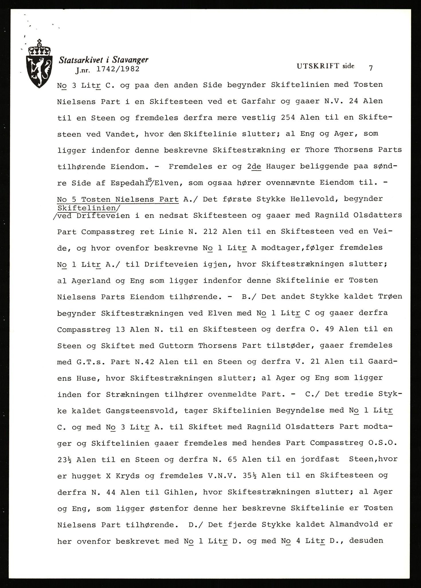 Statsarkivet i Stavanger, SAST/A-101971/03/Y/Yj/L0018: Avskrifter sortert etter gårdsnavn: Engelsvold - Espevold nedre, 1750-1930, p. 375