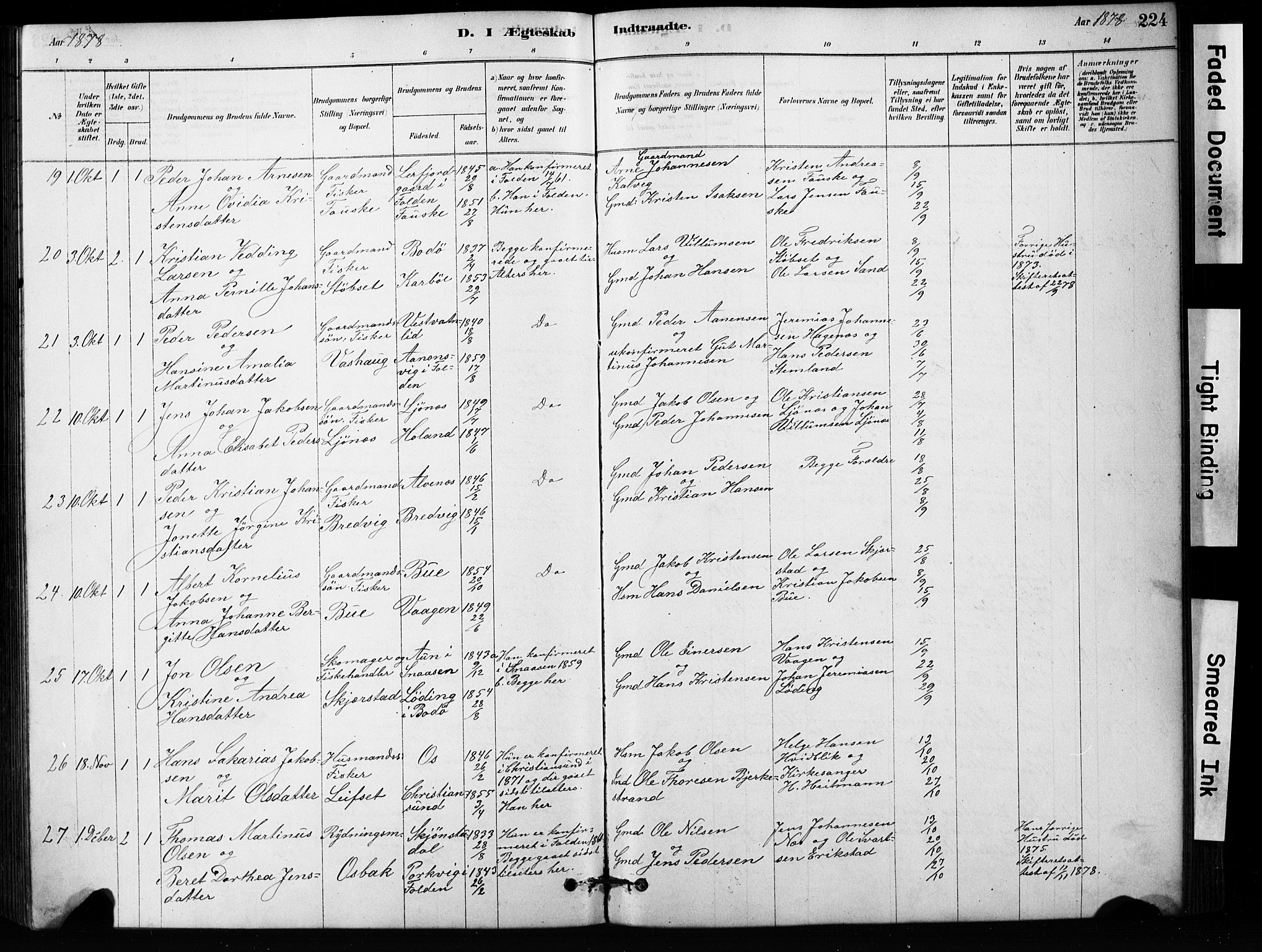 Ministerialprotokoller, klokkerbøker og fødselsregistre - Nordland, AV/SAT-A-1459/852/L0754: Parish register (copy) no. 852C05, 1878-1894, p. 224