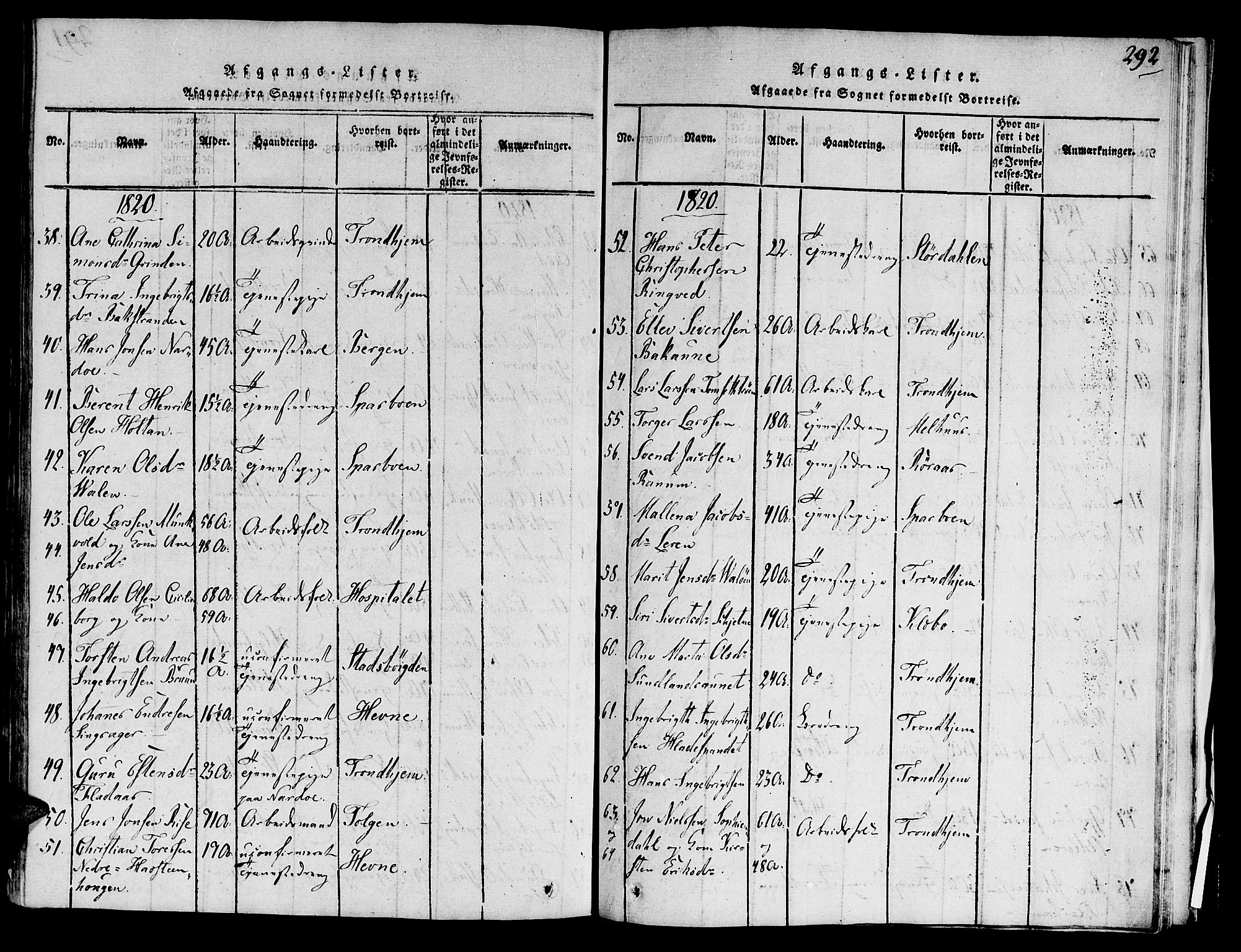 Ministerialprotokoller, klokkerbøker og fødselsregistre - Sør-Trøndelag, SAT/A-1456/606/L0283: Parish register (official) no. 606A03 /1, 1818-1823, p. 292