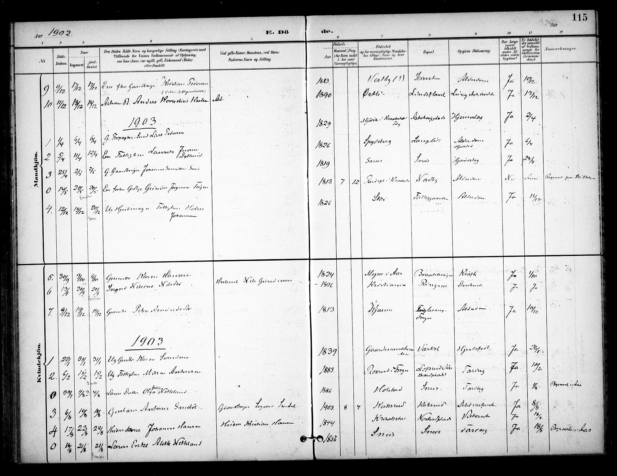 Ås prestekontor Kirkebøker, SAO/A-10894/F/Fb/L0002: Parish register (official) no. II 2, 1895-1916, p. 115