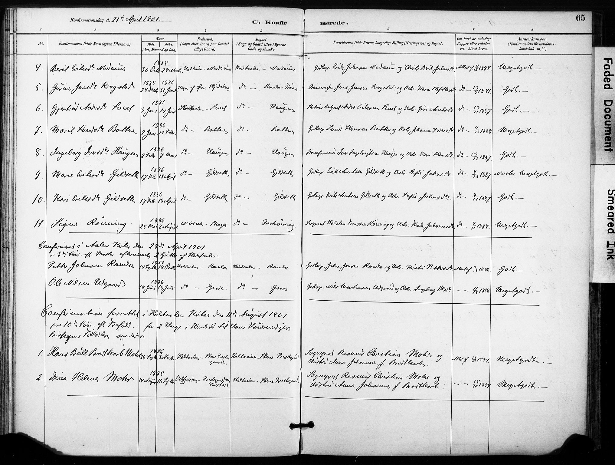 Ministerialprotokoller, klokkerbøker og fødselsregistre - Sør-Trøndelag, SAT/A-1456/685/L0973: Parish register (official) no. 685A10, 1891-1907, p. 65