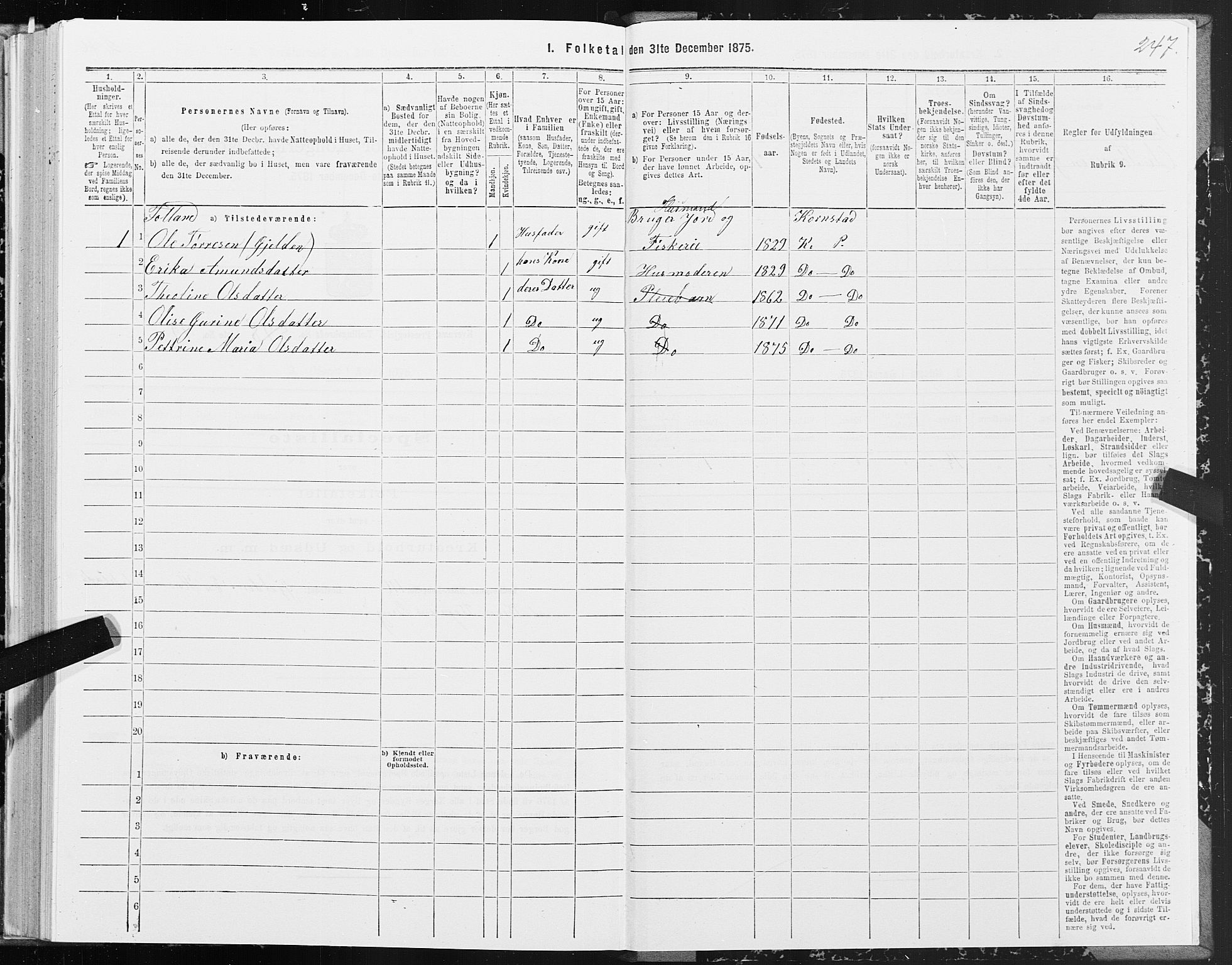 SAT, 1875 census for 1553P Kvernes, 1875, p. 4247