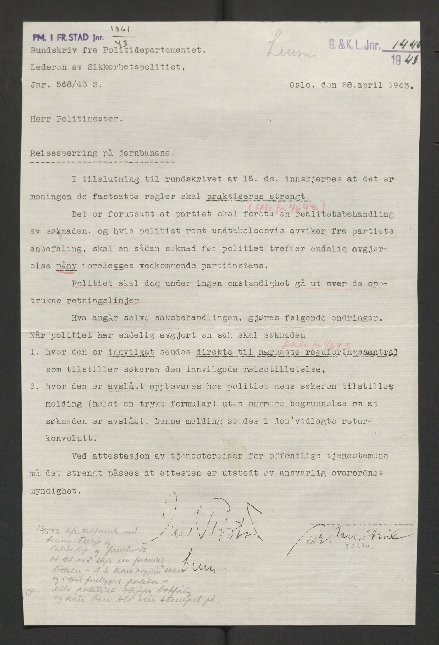 Glemmen lensmannskontor, AV/SAO-A-10123/I/Ic/Ica/L0002: Protokoll over utstedte nordiske reisekort (1939-1940) og utstedte reisetillatelser med jernbanen (1943), 1939-1943