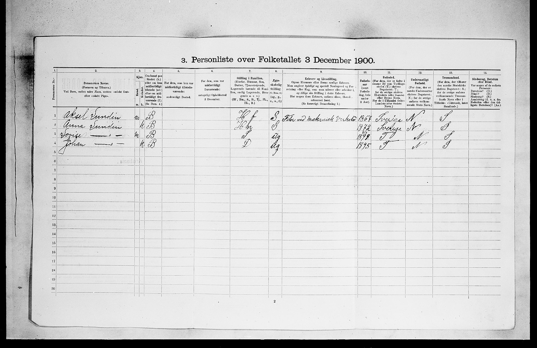 SAO, 1900 census for Kristiania, 1900, p. 308