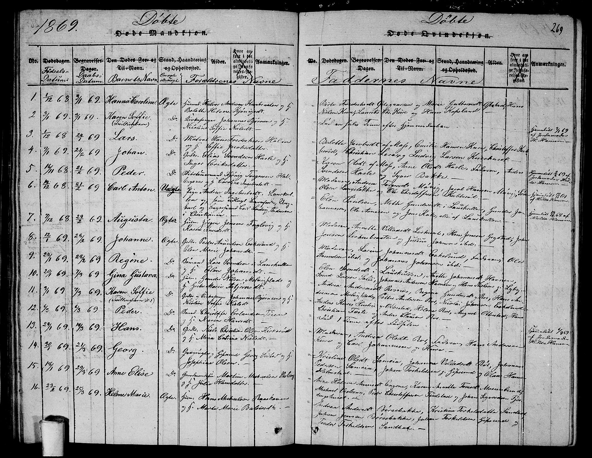Rygge prestekontor Kirkebøker, SAO/A-10084b/G/Ga/L0001: Parish register (copy) no. 1, 1814-1871, p. 268-269
